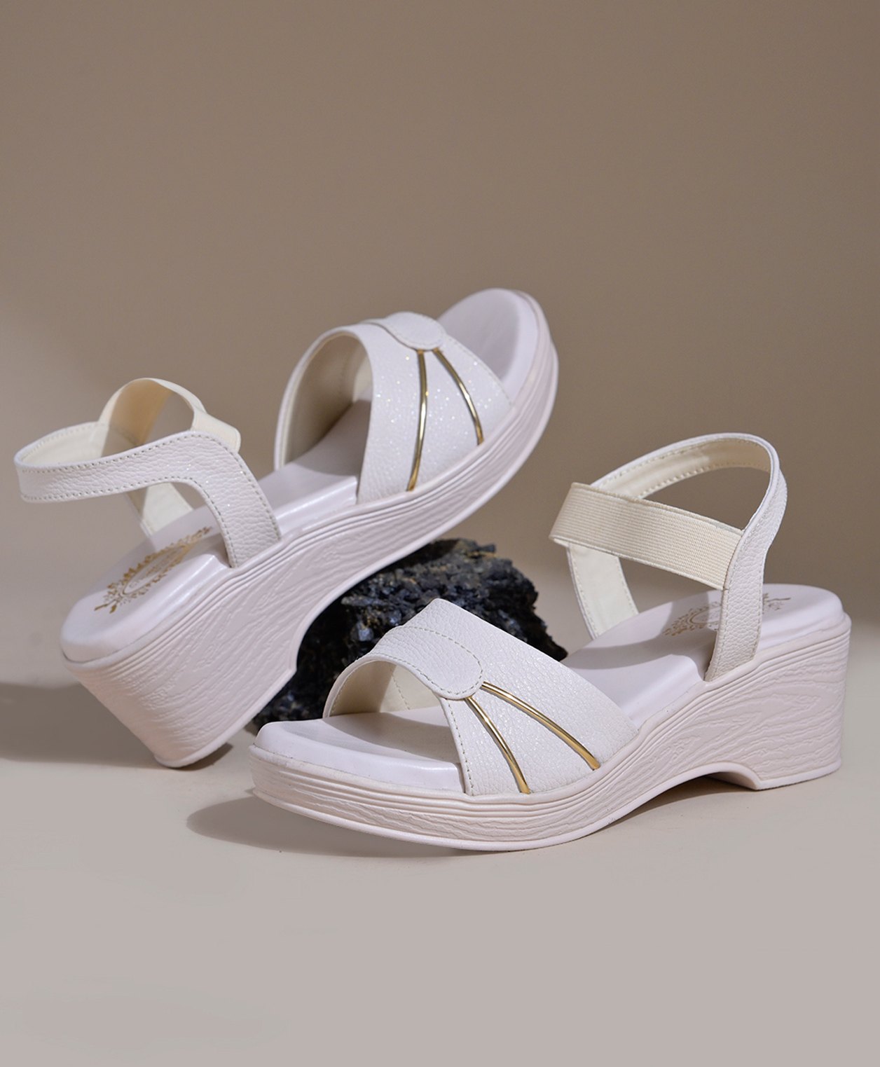 Shoetopia Shimmered Sandals - Cream-image-7