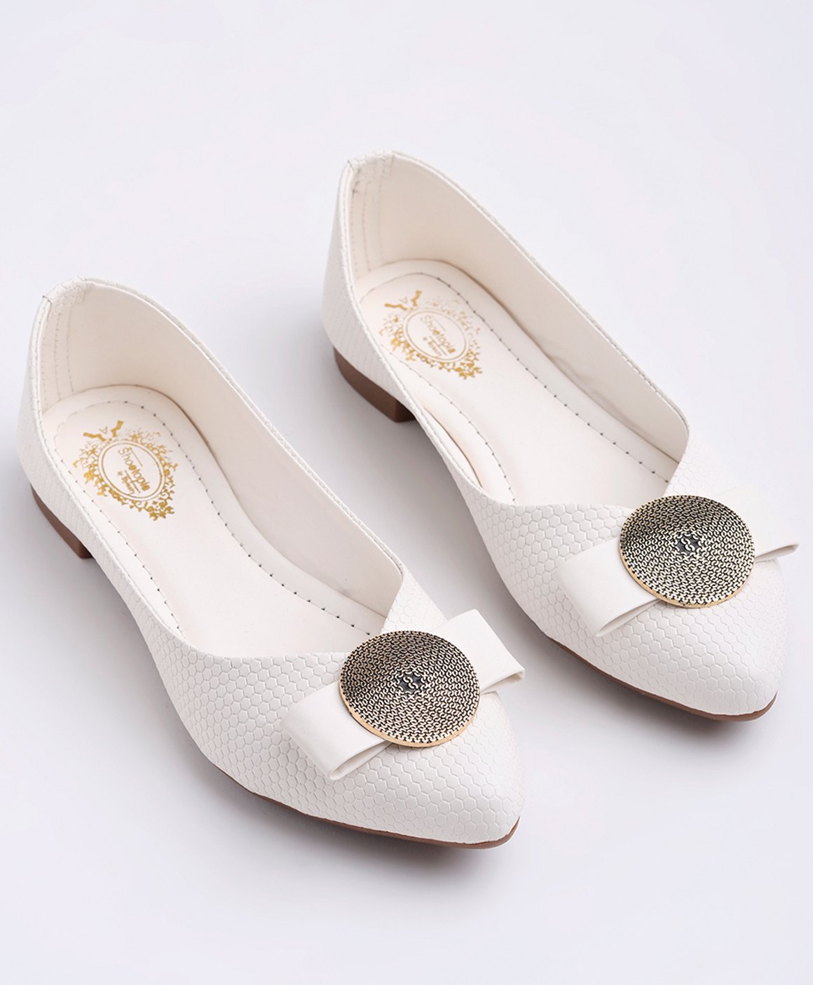 Shoetopia Abstract Designed Ballerinas - White-image-47