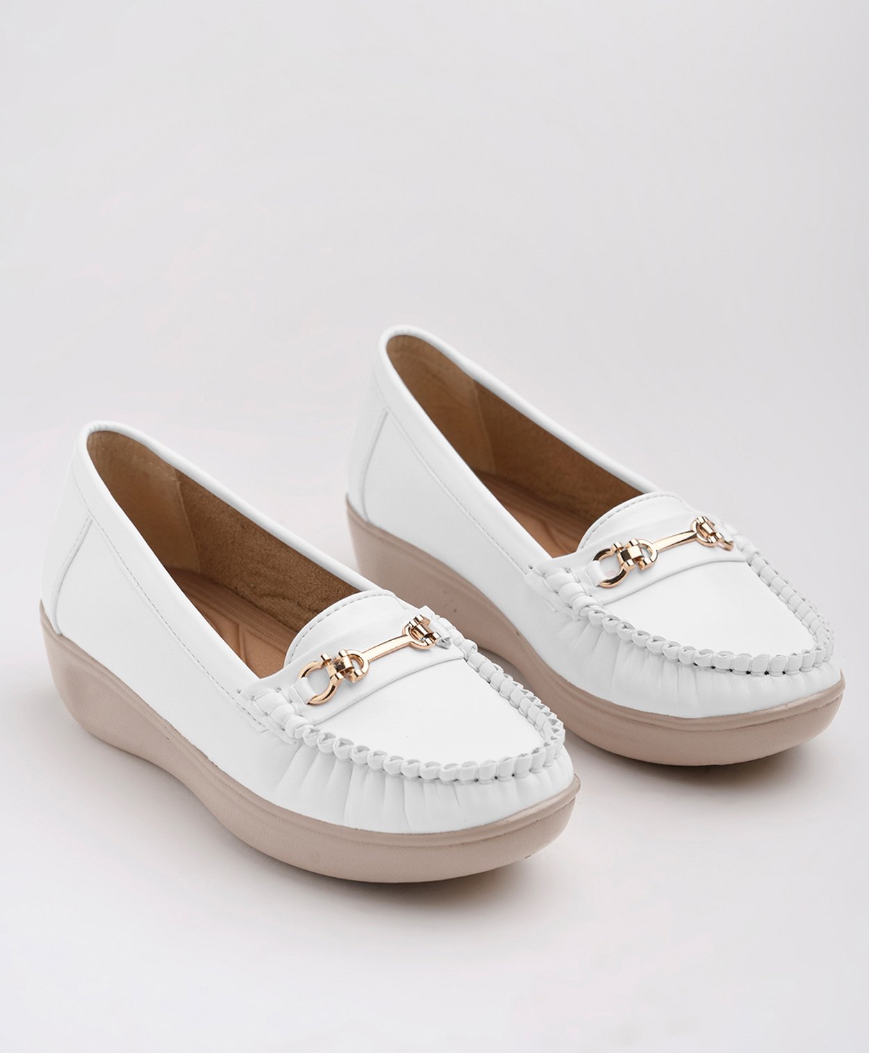 Shoetopia Metal Applique Detailed Loafers - White-image-22