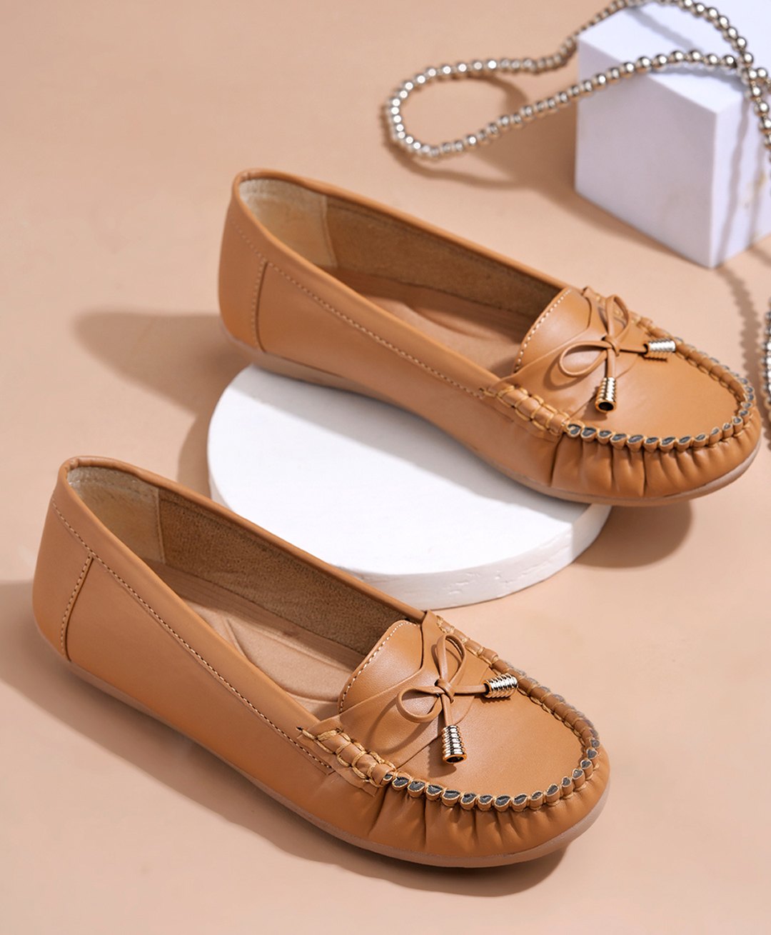 Shoetopia Bow Applique Detailed Ballerinas - Tan-image-37