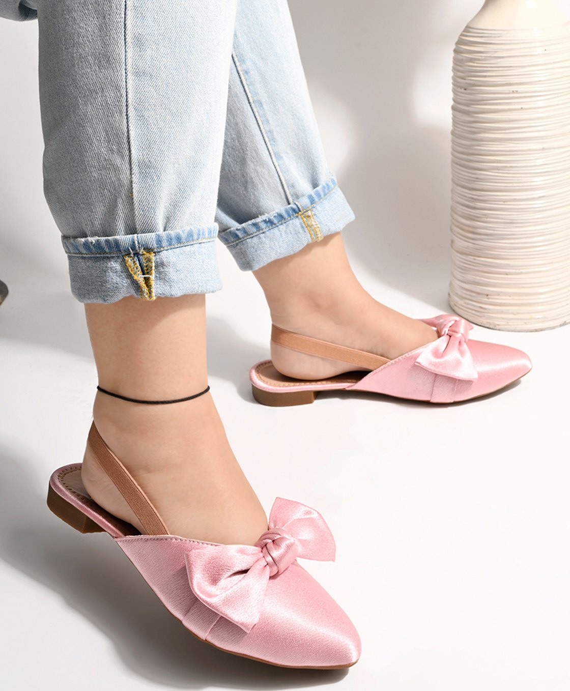 Shoetopia Bow Applique Detailed Flat Sandals - Pink-picture-24