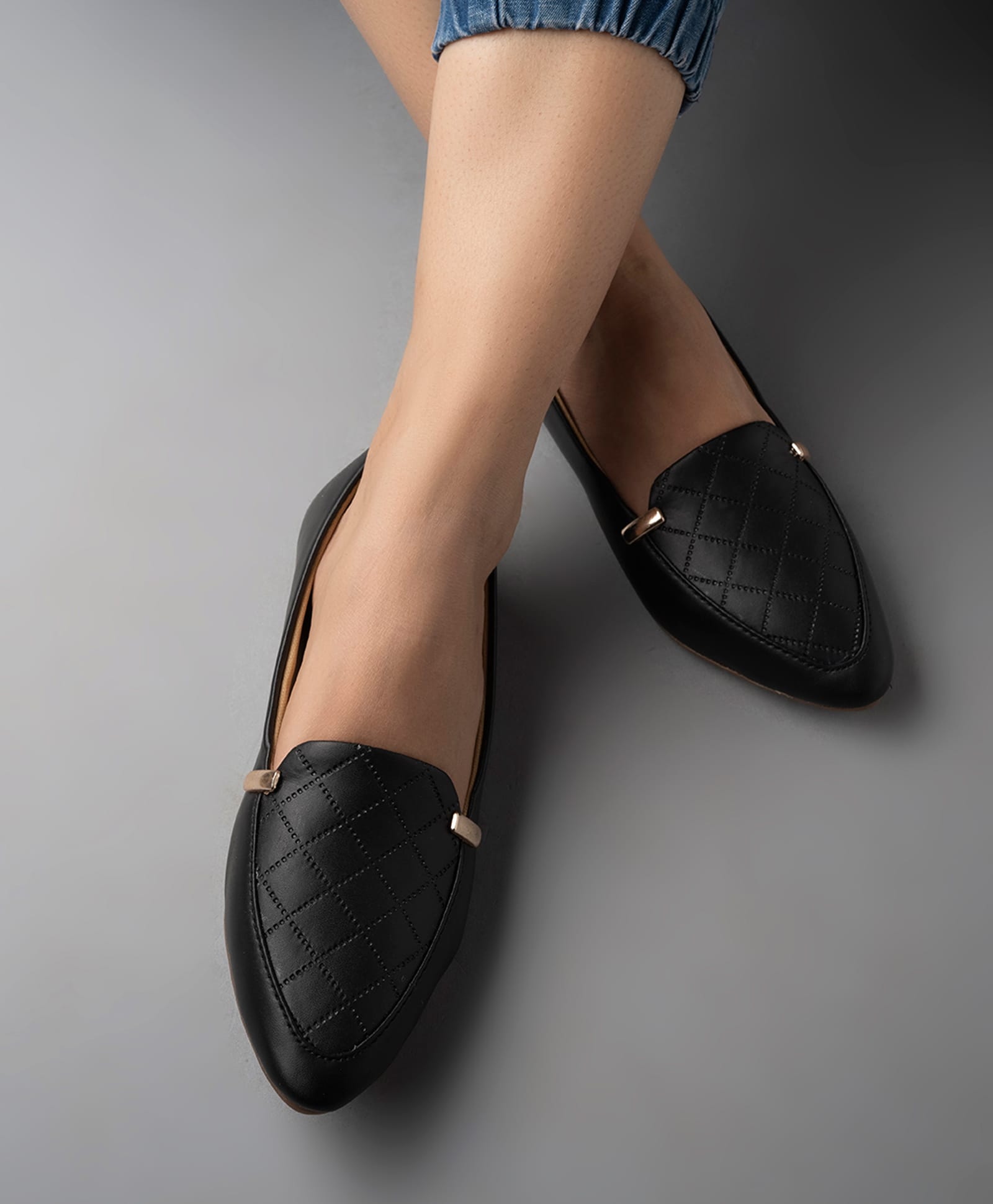 Shoetopia Textured Ballerinas - Black-image-1