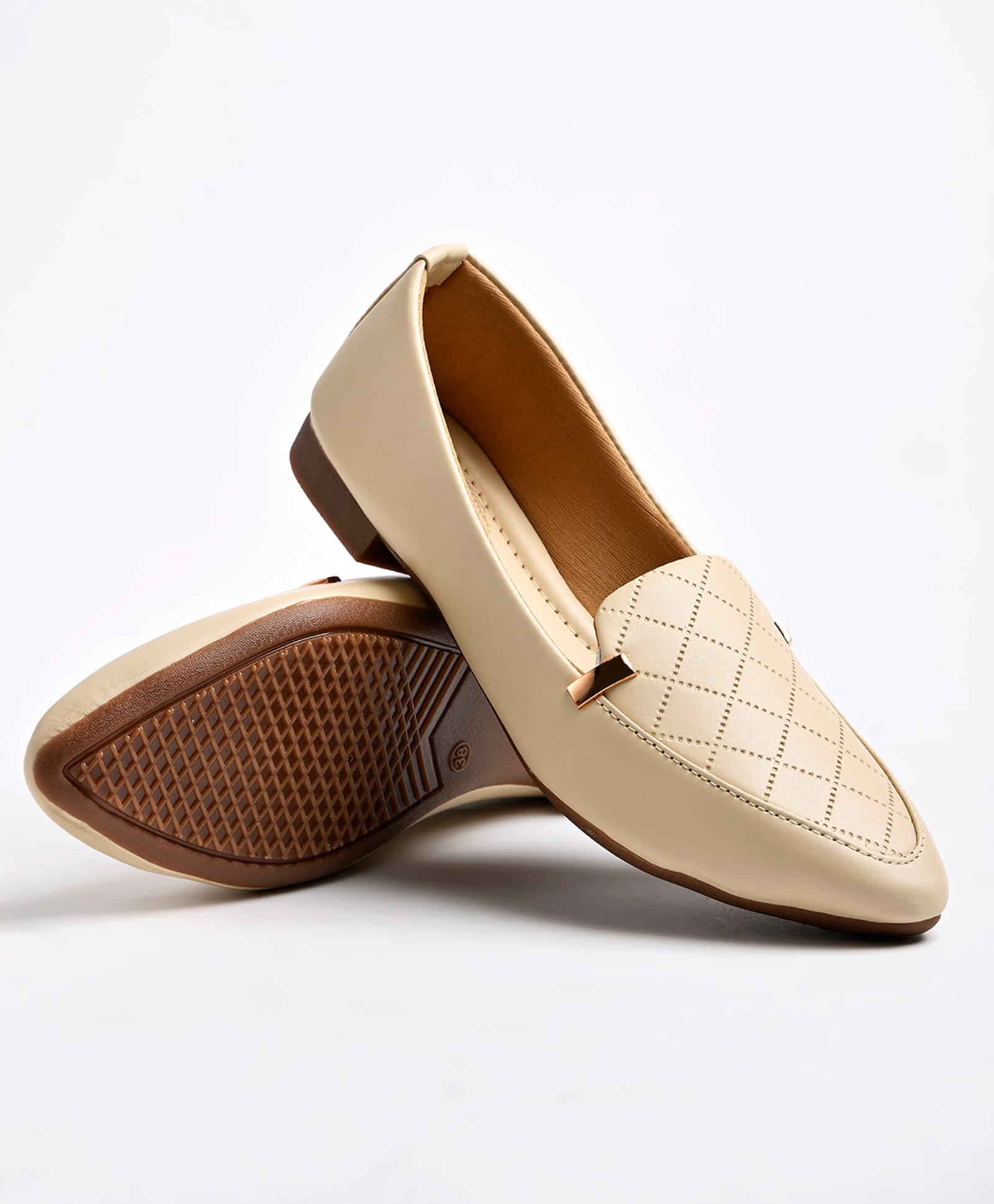 Shoetopia Textured Ballerinas - Cream-picture-19