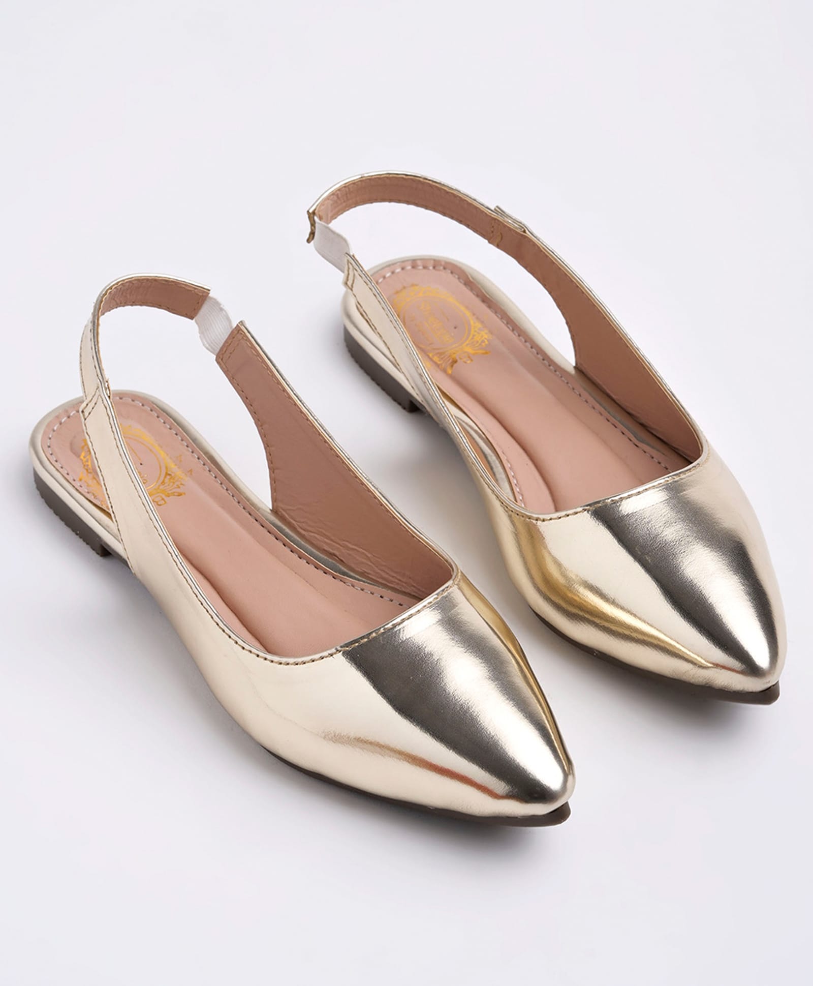 Shoetopia Metallic With Backstrap Ballerinas - Golden-picture-36