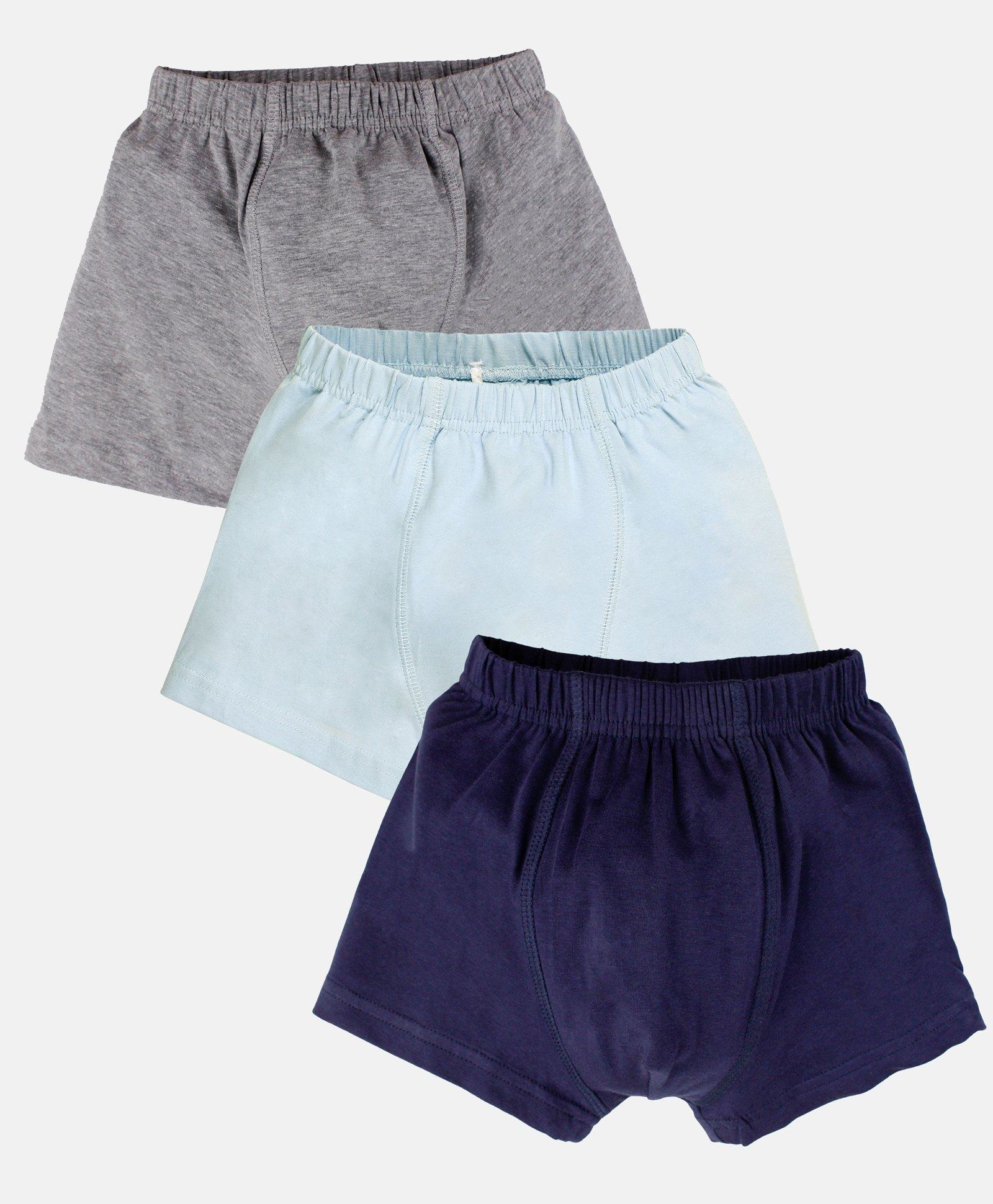 Kiddopanti Cotton Knit Pack Of 3 Solid Boxers - Grey Melange Ice & Navy Blue-picture-35