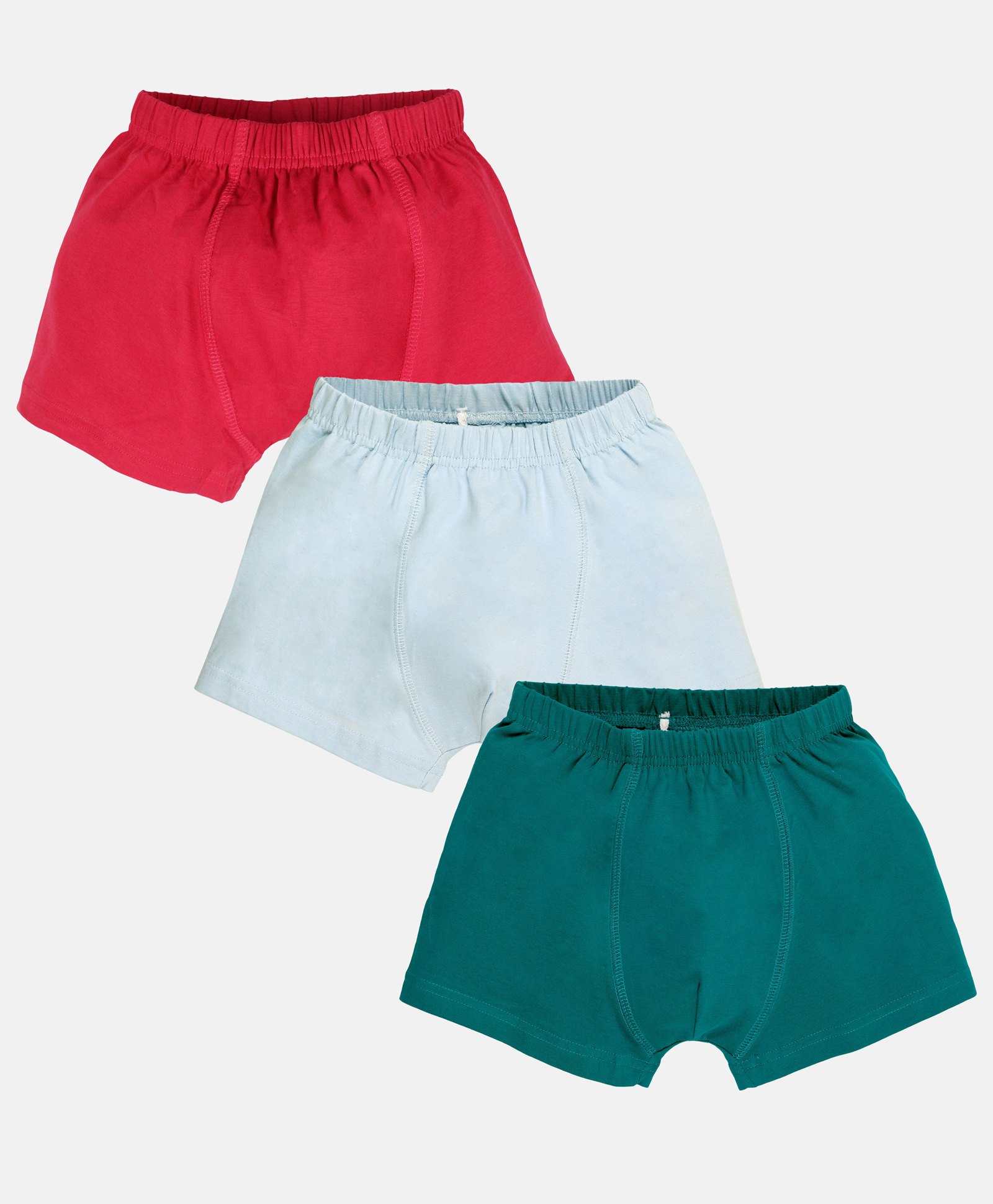 Kiddopanti Cotton Knit Pack Of 3 Solid Boxers - Red Ice & Teal Blue-picture-37