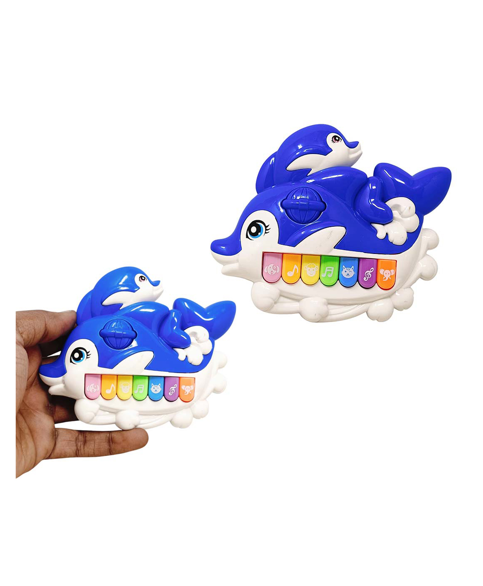 Sanjary Dolphin Shape Piano Keyboard with flashing lights, animal sounds & songs Toy for kids Color May Vary-image-33