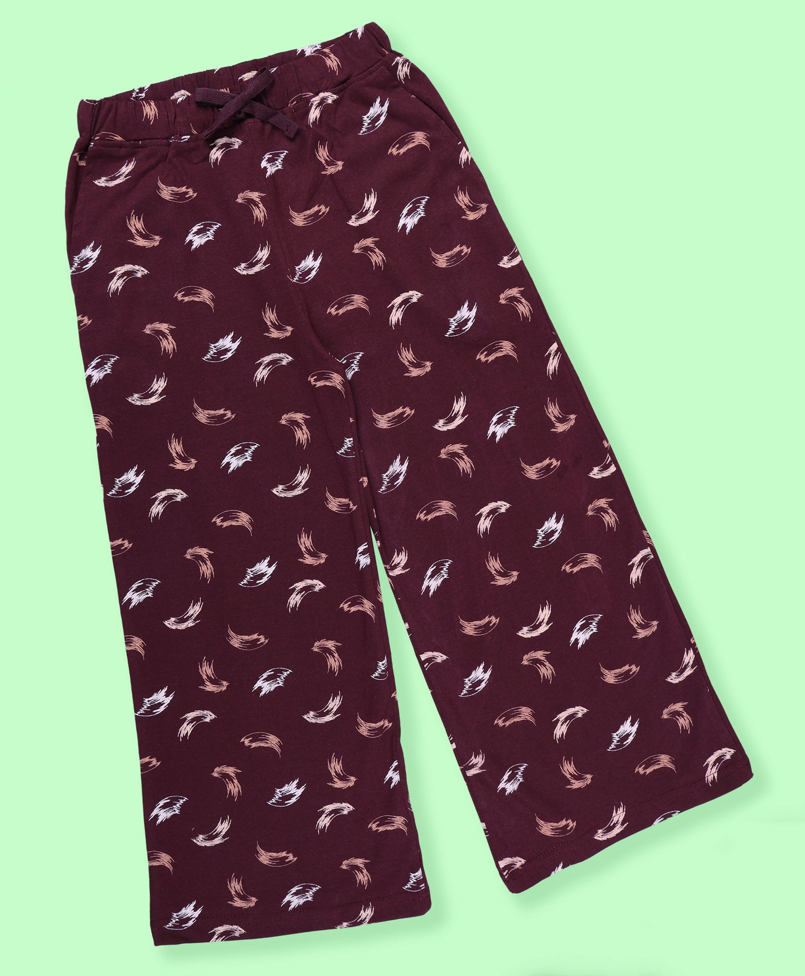 Kiddopanti Cotton Knit Abstract Printed Pajama - Maroon-image-33