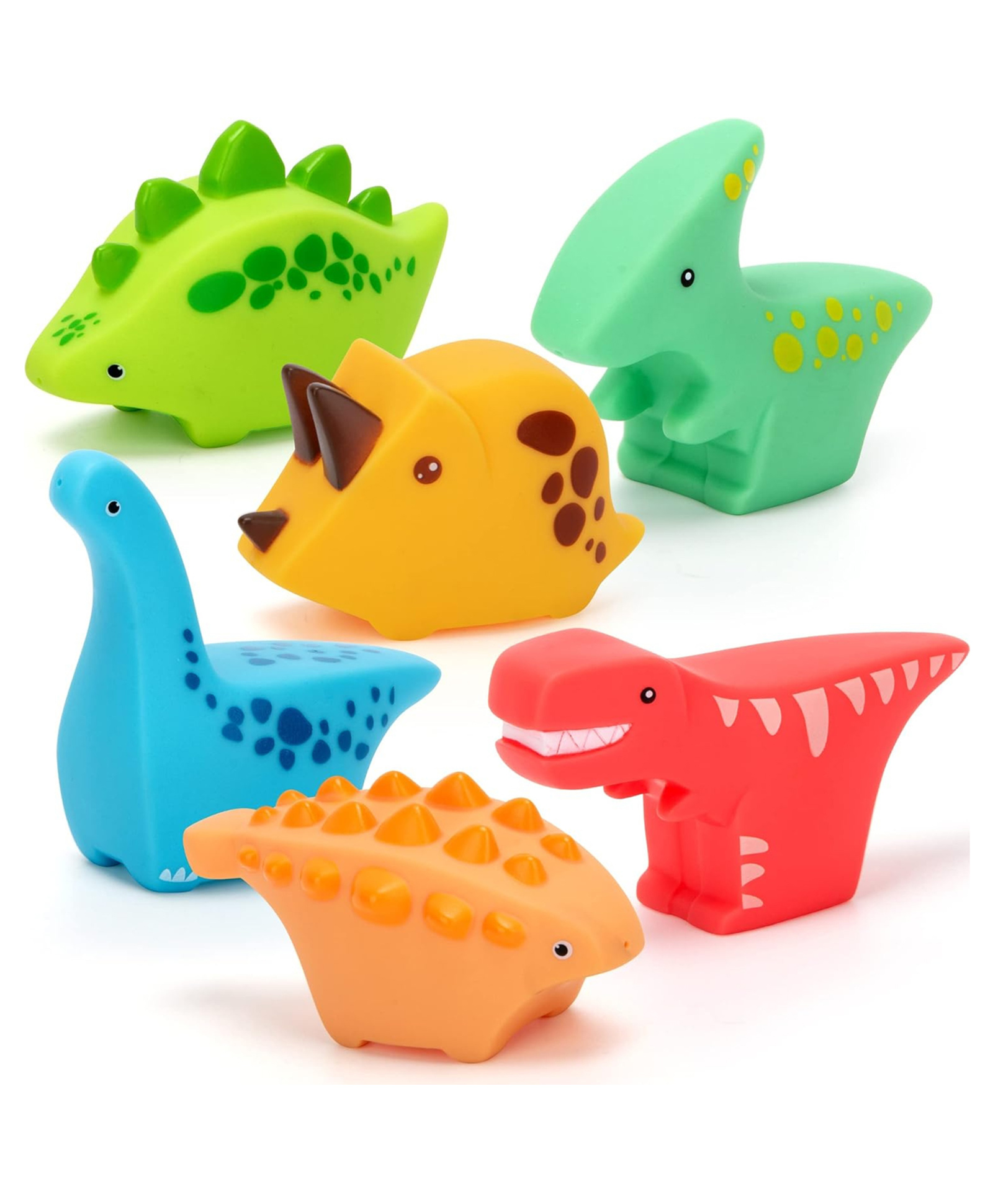 YAMAMA 6 Pcs Squishy Dinosaur Baby Bath Toys For Kids Floating Rubber Bath Toy Shower Animal Toys for Toddlers Baby Beach Time Toys - Multicolor-image-38