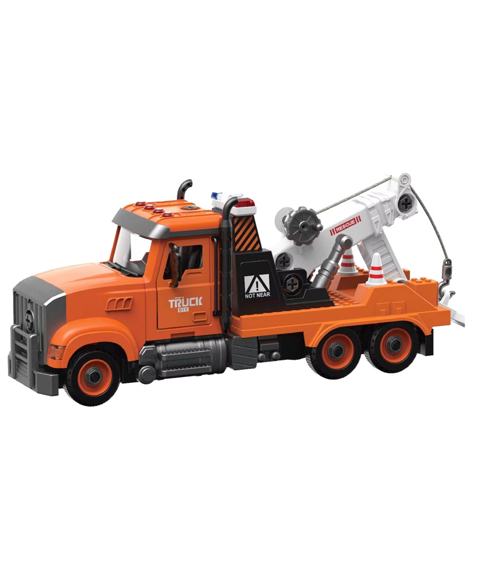 YAMAMA DIY Assembly Fire Bricade Truck Toys For Kids With Screwdriver, Lights, Music And Small Particle Blocks Friction Powered Toys - Multicolor-image-14