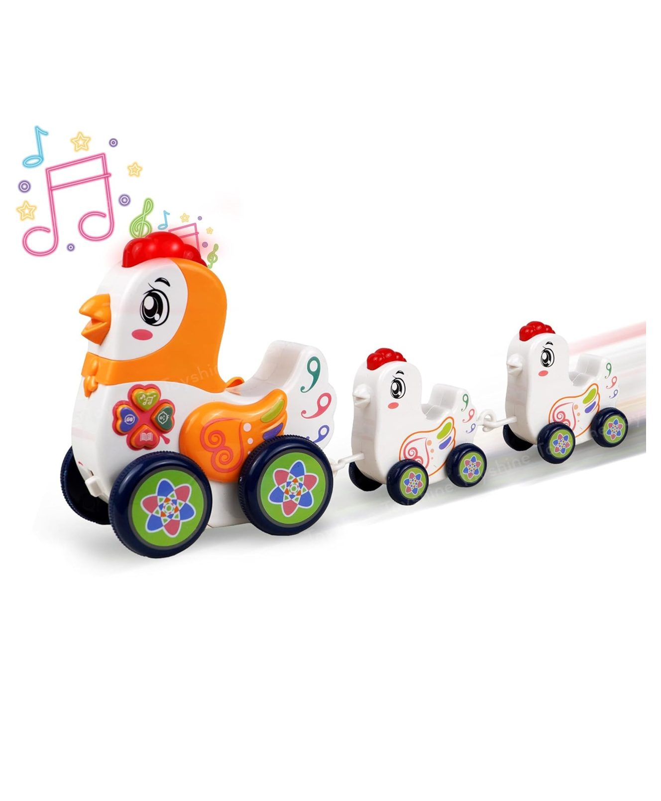 YAMAMA Musical Toys For Kids Musical Hen with Chicks Swing Animal Train Toy With Lights And Soothing Music Fun Entertainment Kids Toys Multicolor-image-2