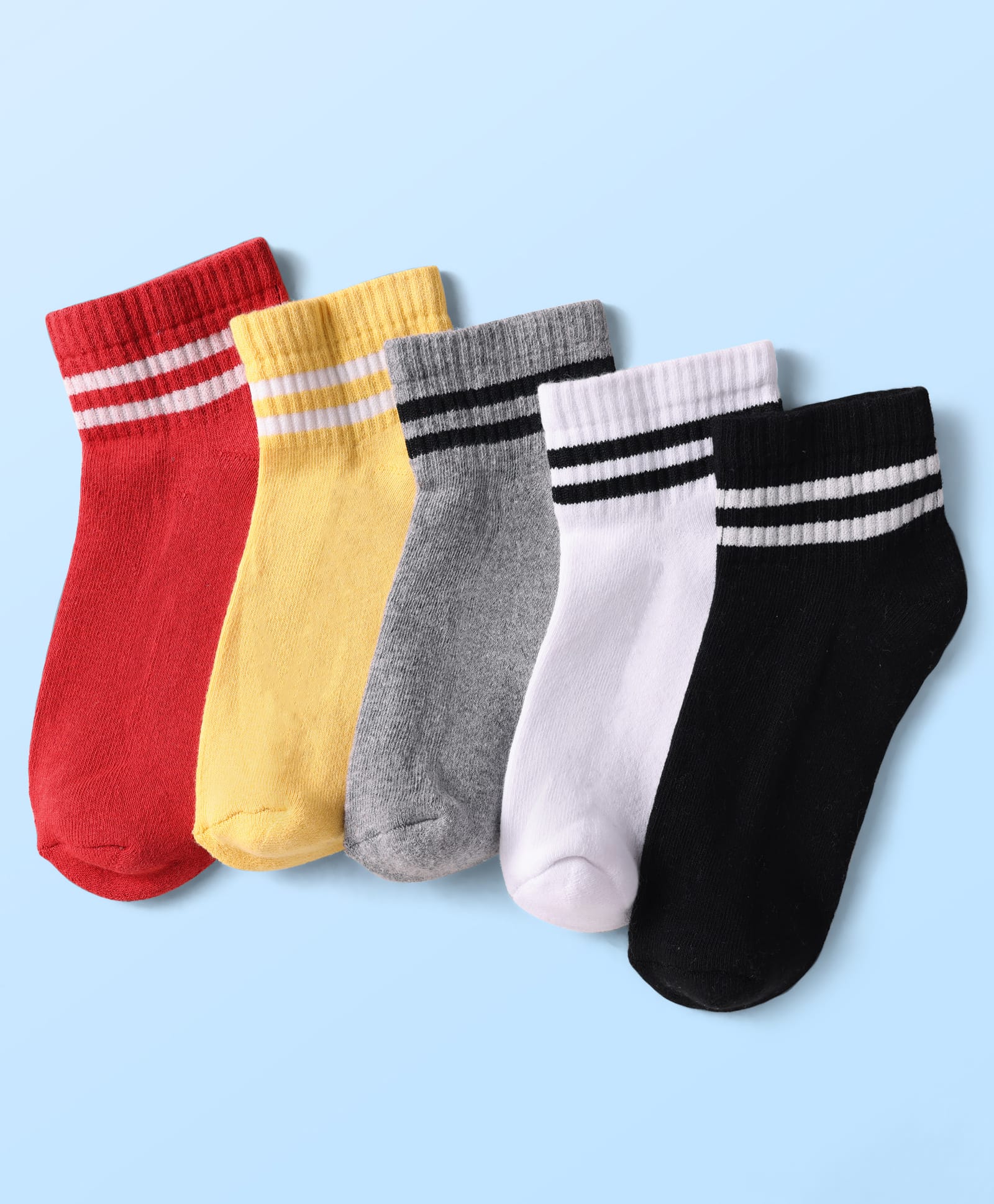 Pine Kids Knit Ankle Length Socks with Stripe Design Pack of 5 - Color May Vary-image-36