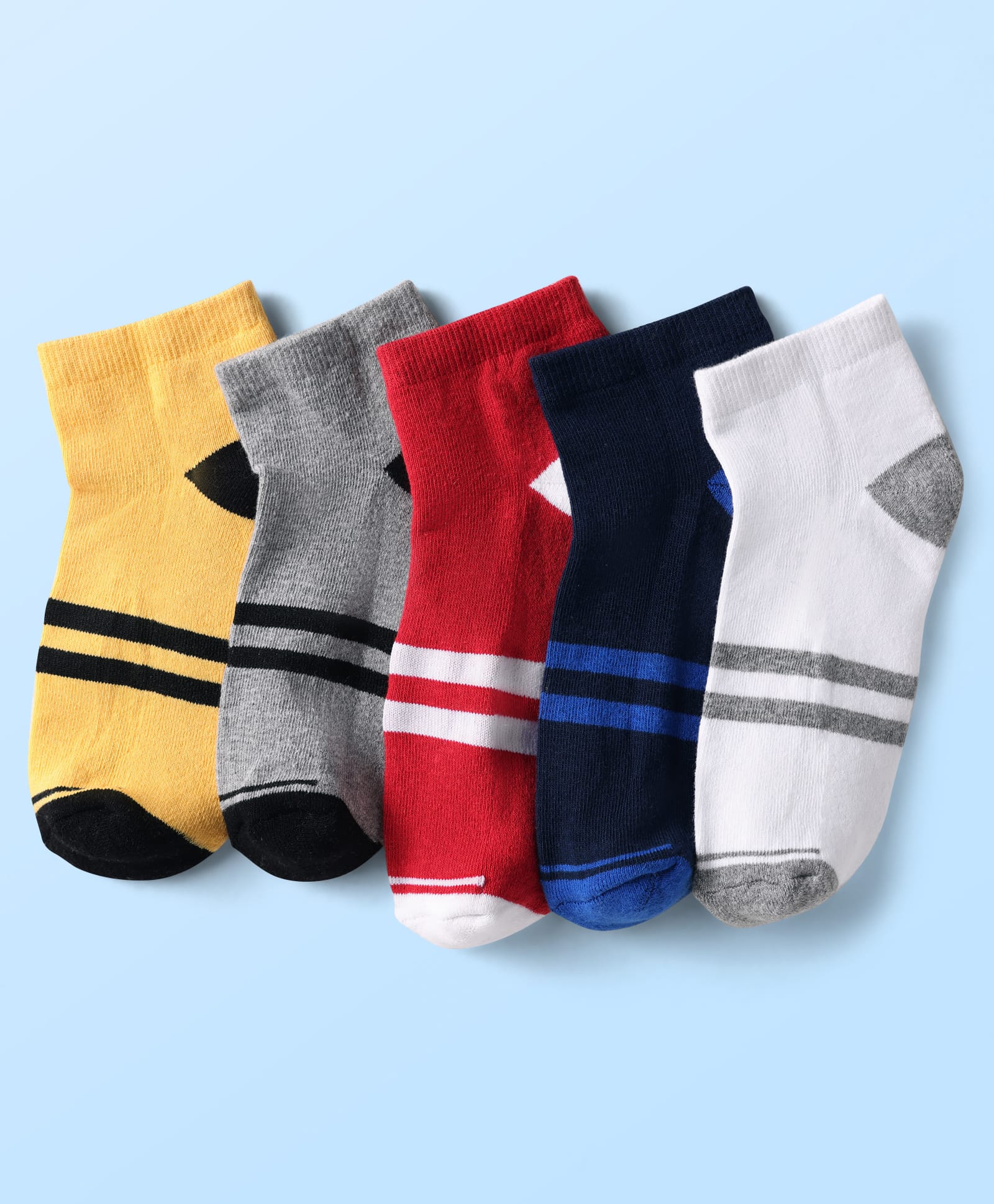 Pine Kids Knit Ankle Length Socks with Stripe Design Pack of 5 - Color May Vary-image-35