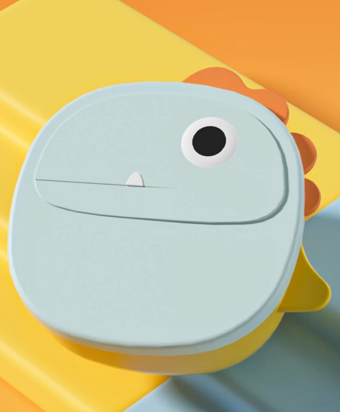 fab n funky Snack Box cum Feeding Bowl with Lid & Spoon - Blue Yellow| Section Bowl| School Lunch Box for Boys & Girls| Break Resistant| Food Grade Material-picture-19