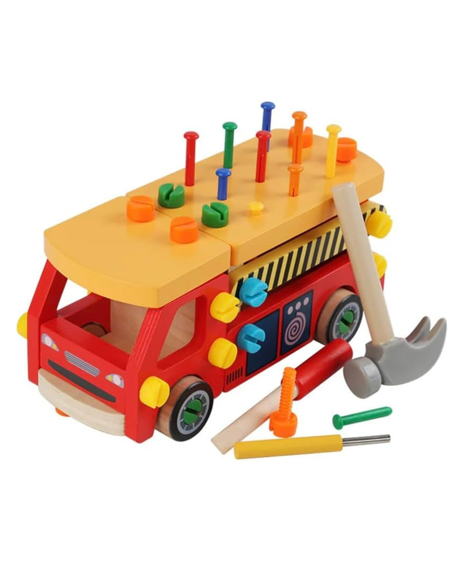 YAMAMA Wooden Multifunctional DIY Assembly Nut Truck Toys For Kids Montessori Workbench Tool Box For Kids Wooden Truck Toy With Tool Set - Multicolor-image-5
