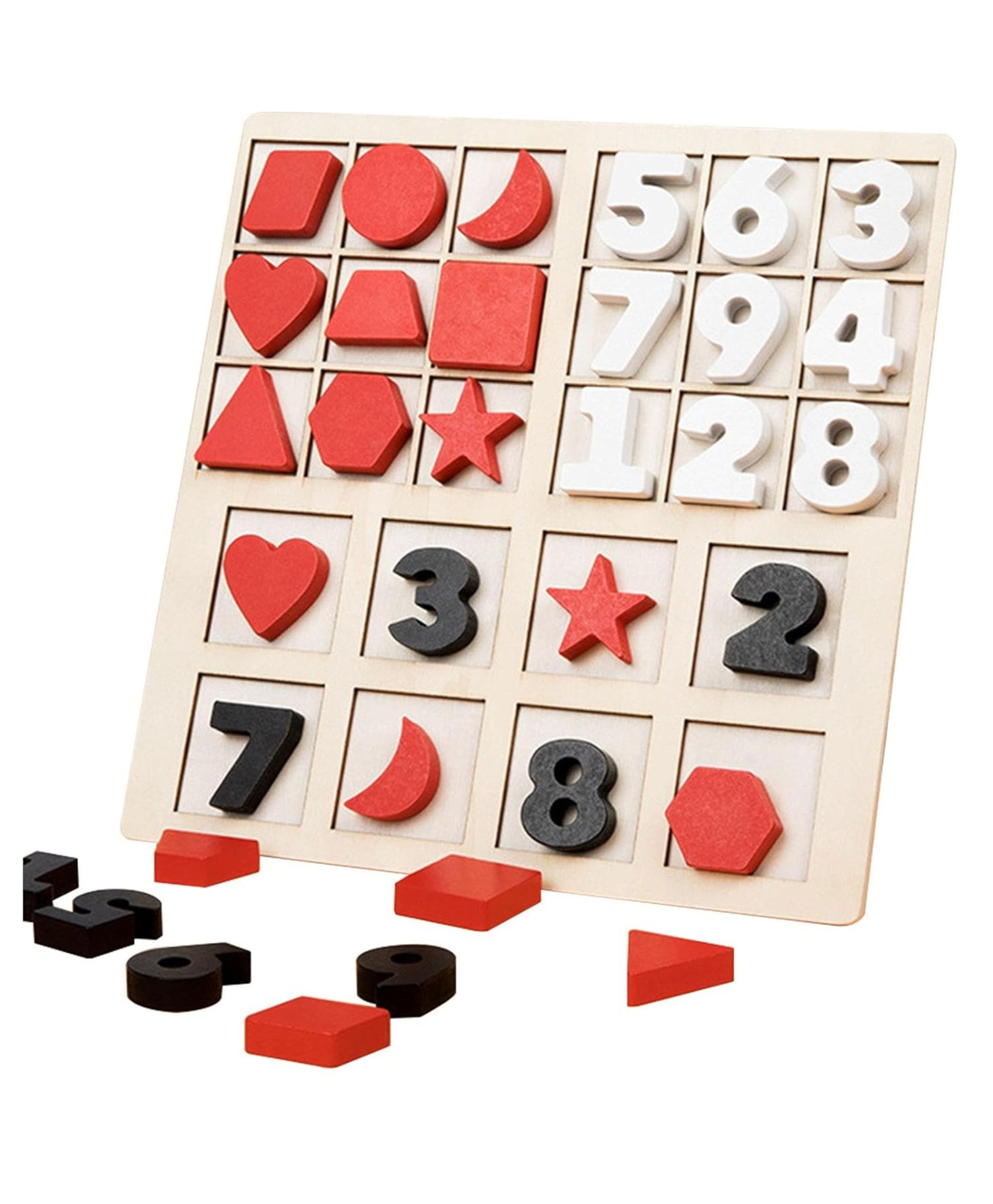 YAMAMA Wooden Number Geometry Games Children Early Learning Educational Toys for Kids Matching Board Game Toy Puzzle - Multicolor-image-14