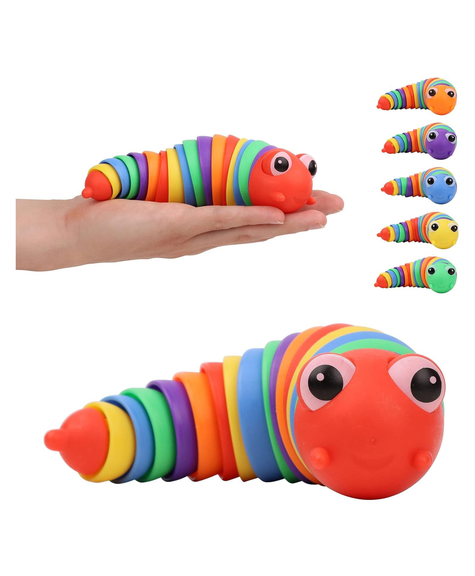 YAMAMA Caterpillar Finger Slug Toys for Kids Fun Sensory Play Flexible Joint Movement Colorful Vibrant Design Engaging Handheld Baby Toys (Pack of 1 Color May Vary) - Length 18 cm-image-45