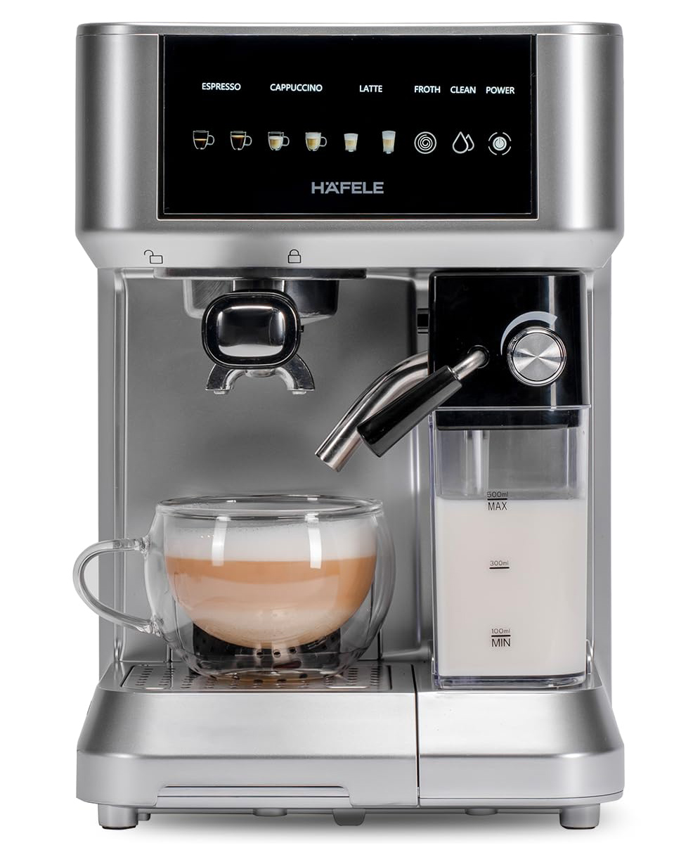 Hafele U Kaffee Nova Coffee Machine | Capacitive Touch Control Espresso, Cappuccino, Removable Water Tank (1.6 L)|1350 watts, -Silver-image-5