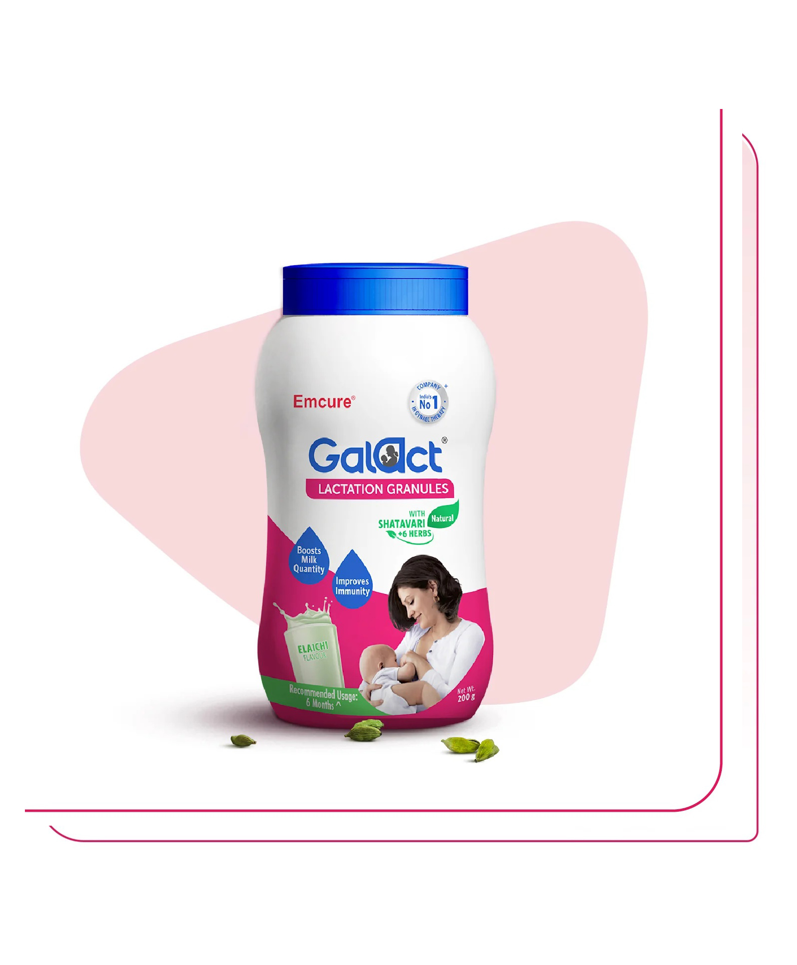 Galact Granules Lactation Supplement with Shatavari to Increase Breast Milk in Elaichi Flavour - 600 g