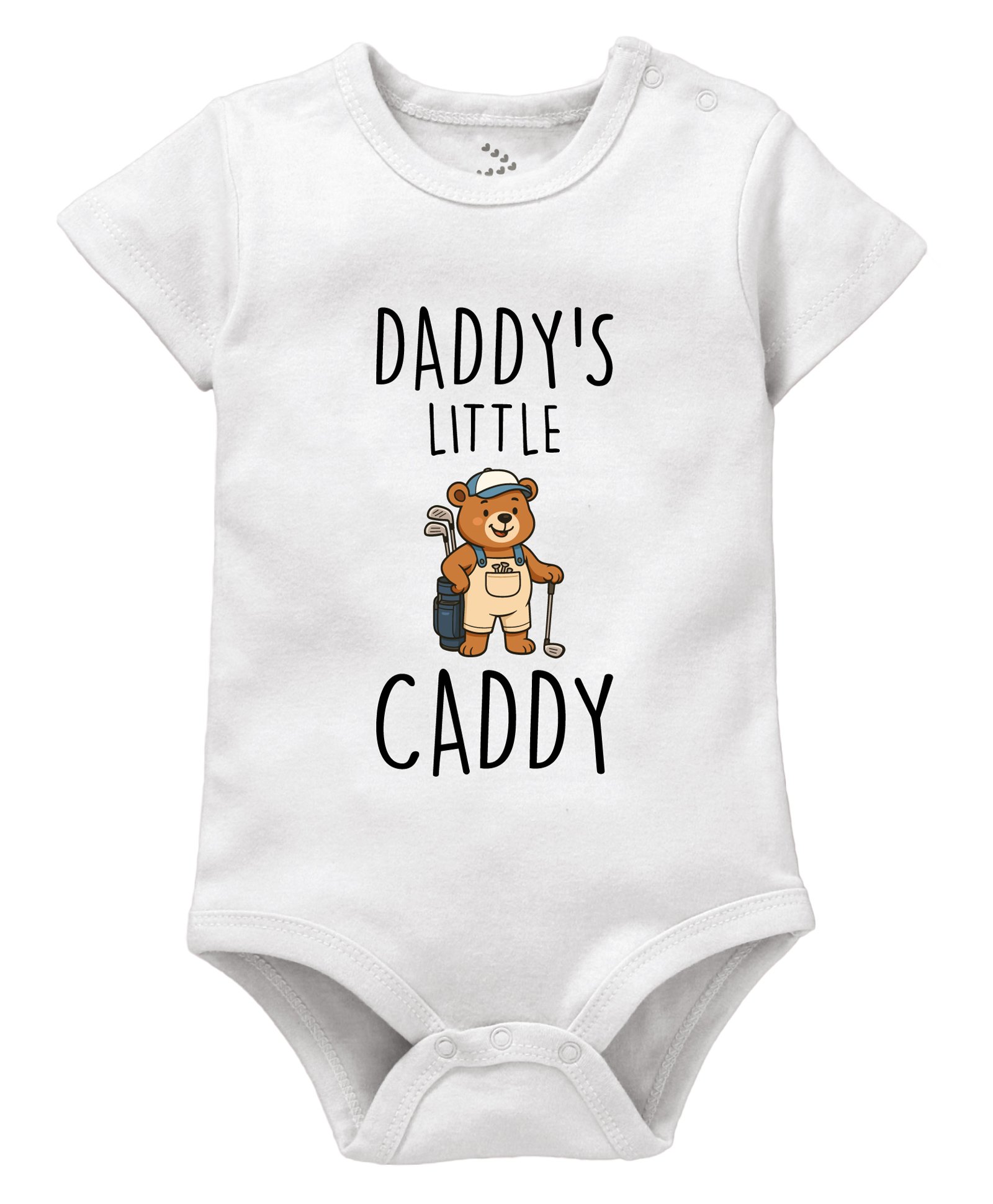 Zeezeezoo 100% Cotton Fathers Day Theme Half Sleeves Daddys Little Caddy Text Printed Onesie - White-picture-5