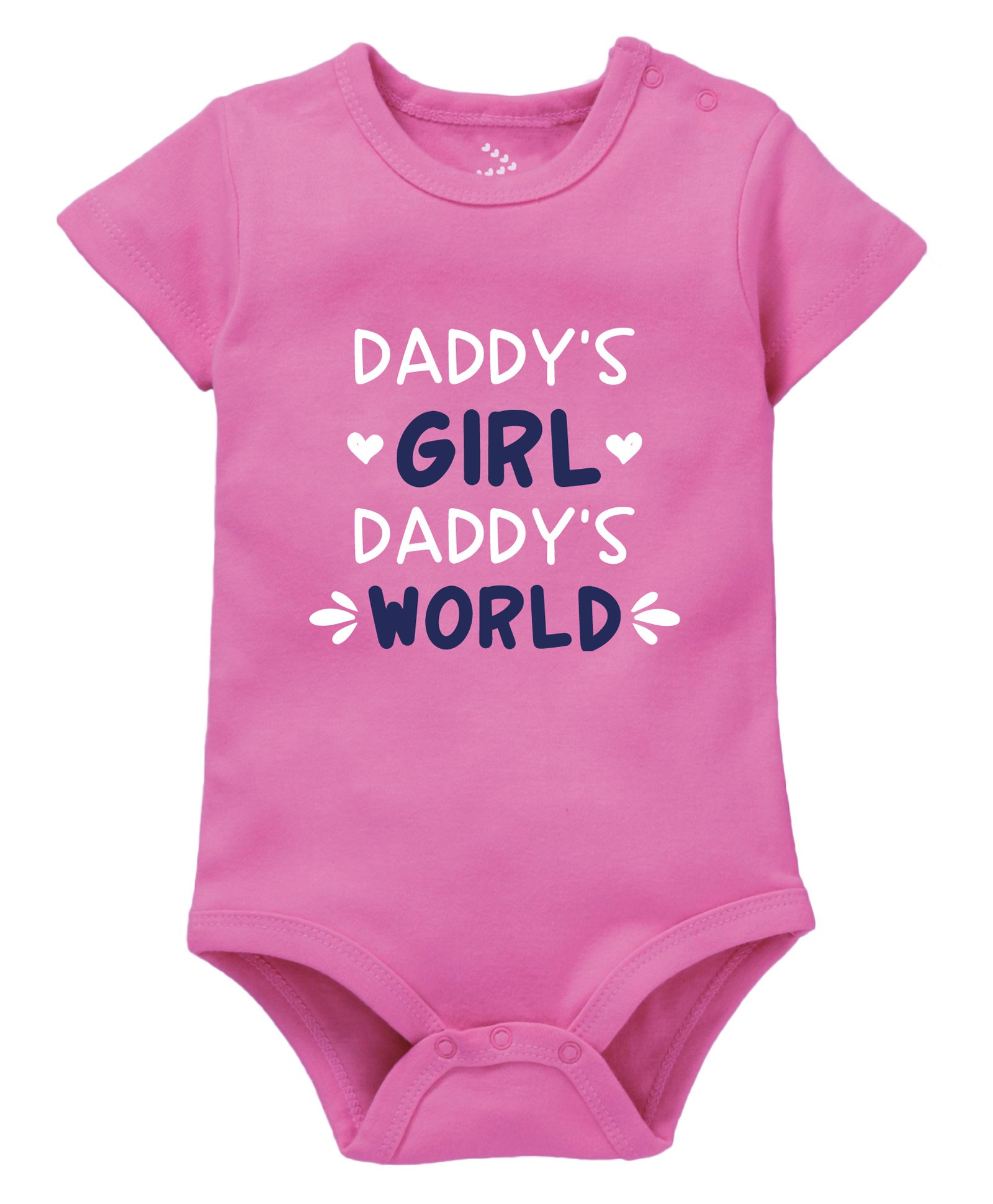 Zeezeezoo 100% Cotton Fathers Day Theme Half Sleeves Daddys Girl Daddys World Text Printed Onesie - Pink-picture-37