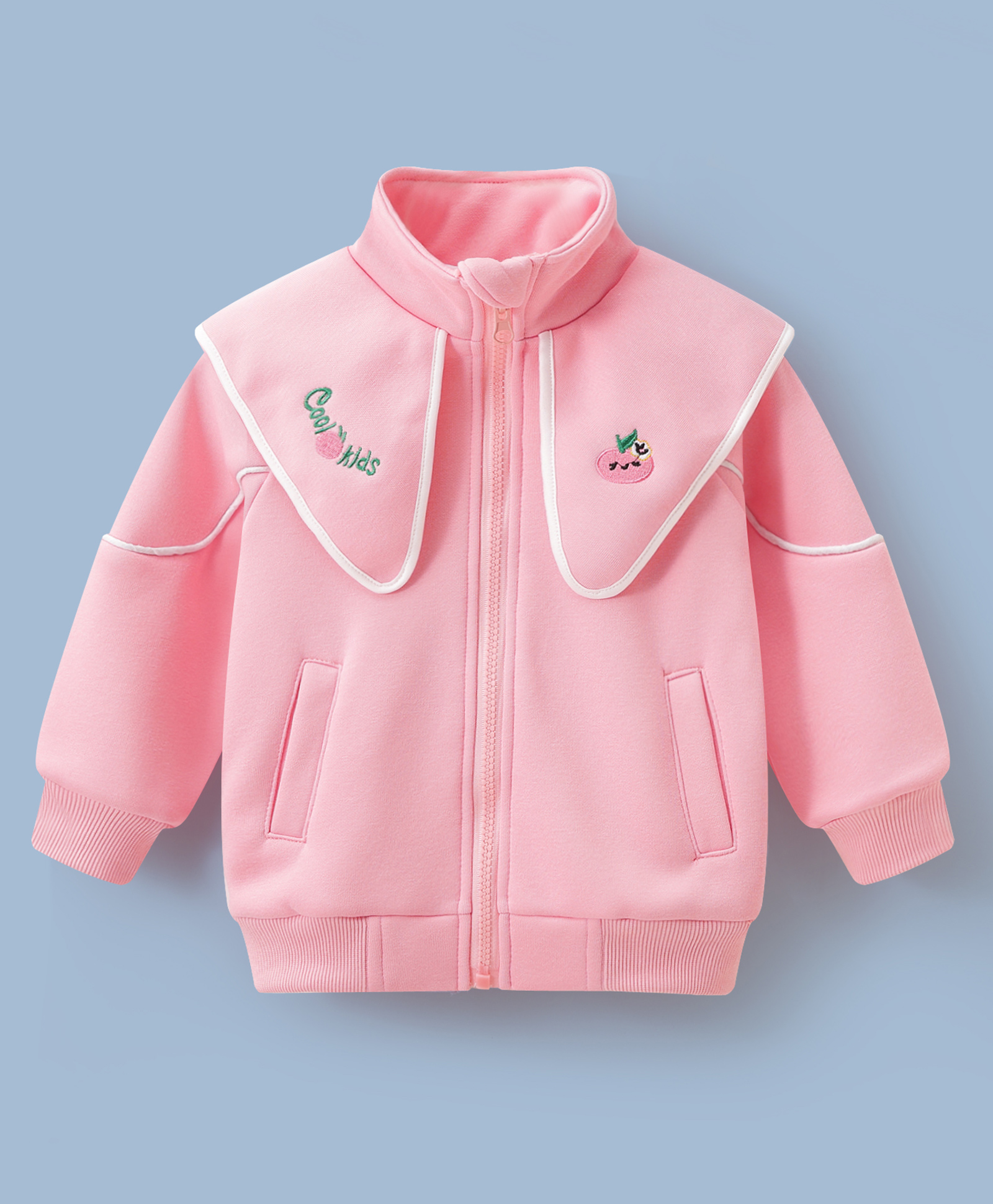 Mark & Mia Full Sleeves Jacket with Cool Kids Embroidery & Kangaroo Pocket - Pink-picture-18