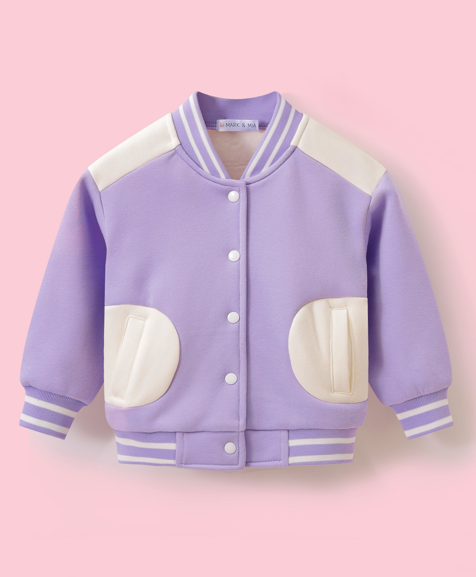 Mark & Mia Full Sleeves Solid Color Bomber Jacket with Pocket - Purple-picture-35