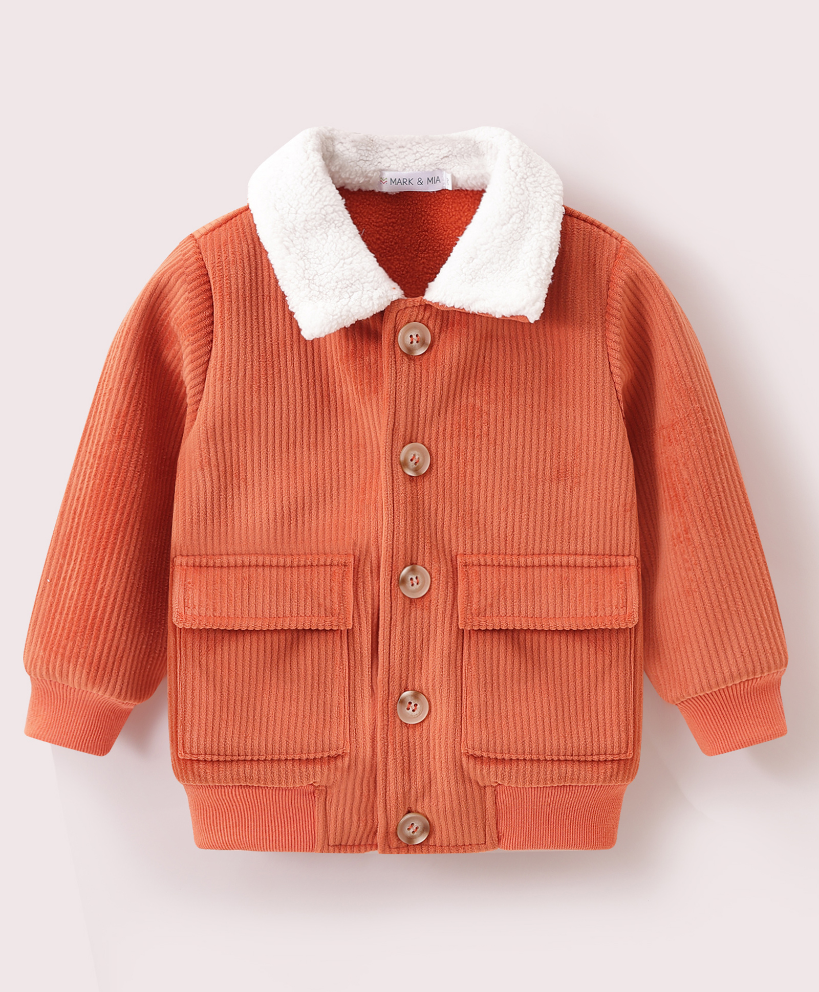 Mark & Mia Full Sleeves Solid Color Jacket with Patch Pocket - Orange-picture-22