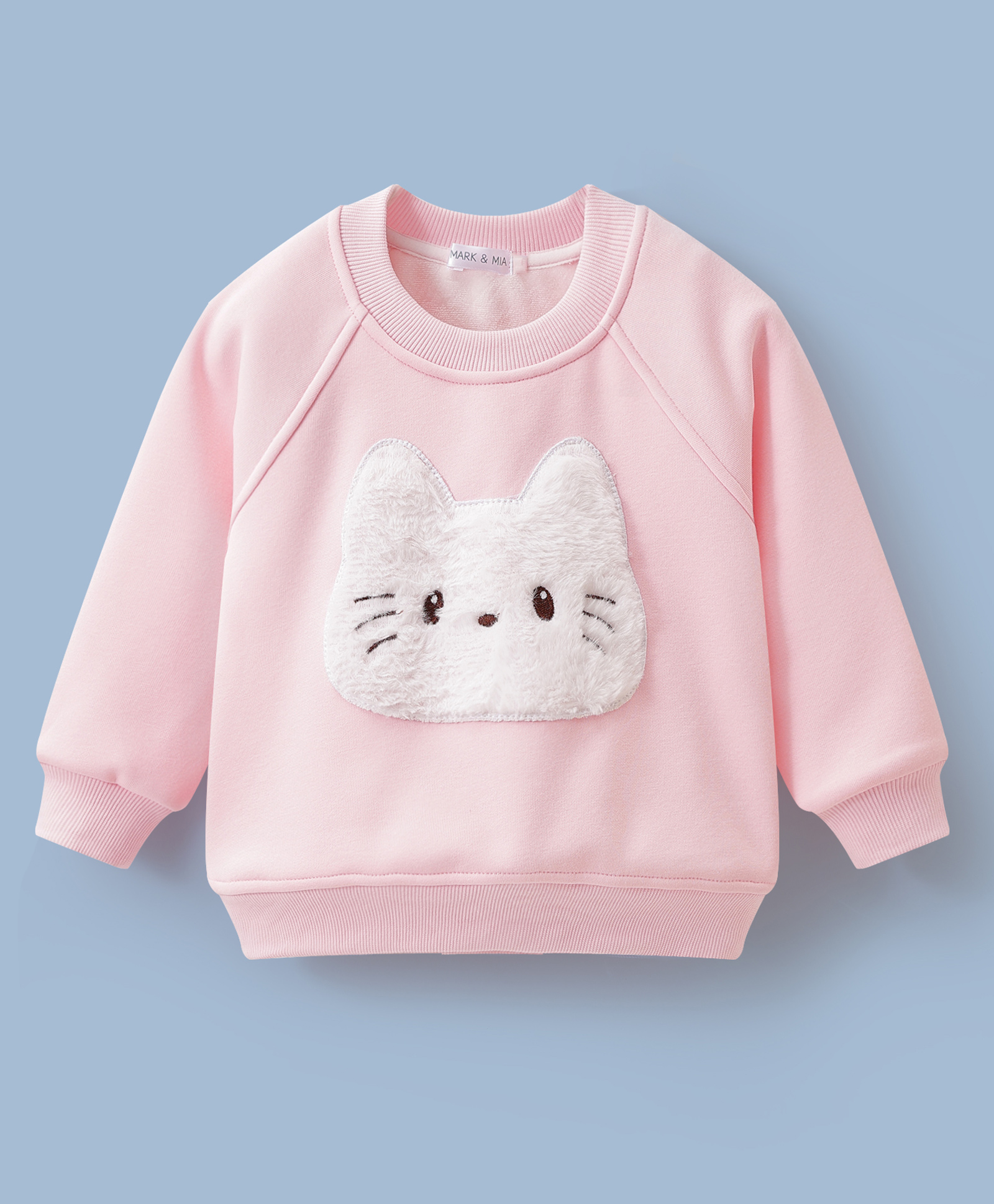 Mark & Mia Full Raglan Sleeves Sweatshirt With Kitty Patch - Pink-picture-17