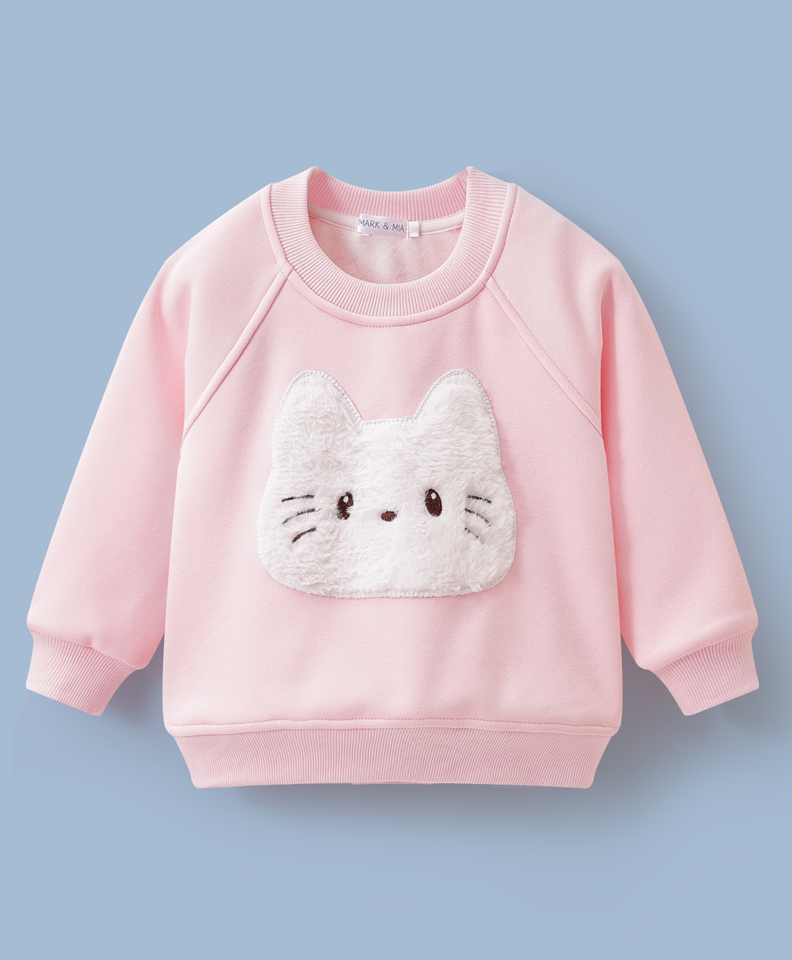 Mark & Mia Full Raglan Sleeves Sweatshirt With Kitty Patch - Pink-picture-13