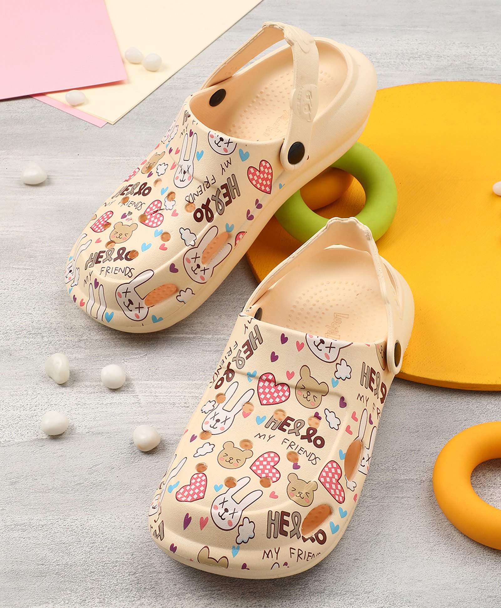 LIBERTY Bear & Rabbit Designed Perforated Clogs - Beige-picture-11