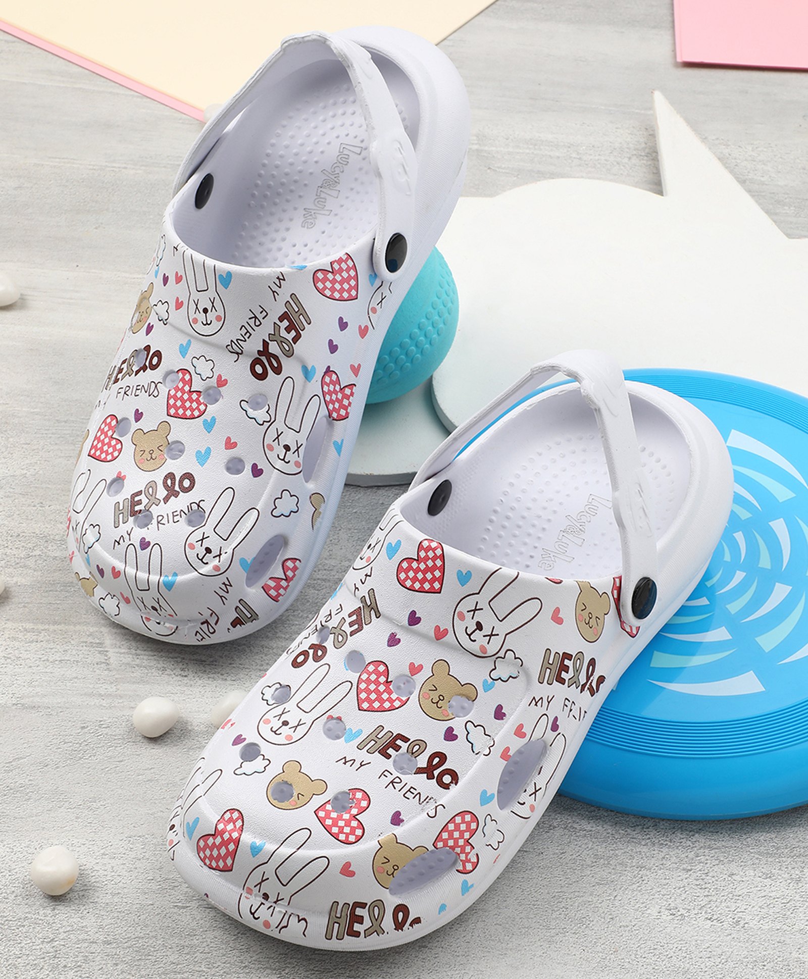LIBERTY Bear & Rabbit Designed Perforated Clogs - White-image-17