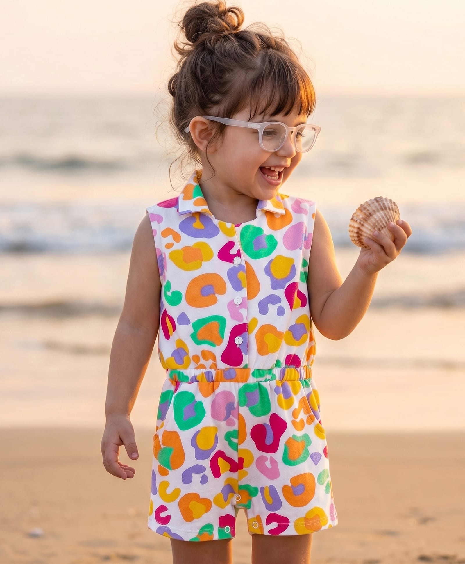 Babyhug Cotton Knit Sleeveless Jumpsuit With Abstract Print - Multicolour-picture-27