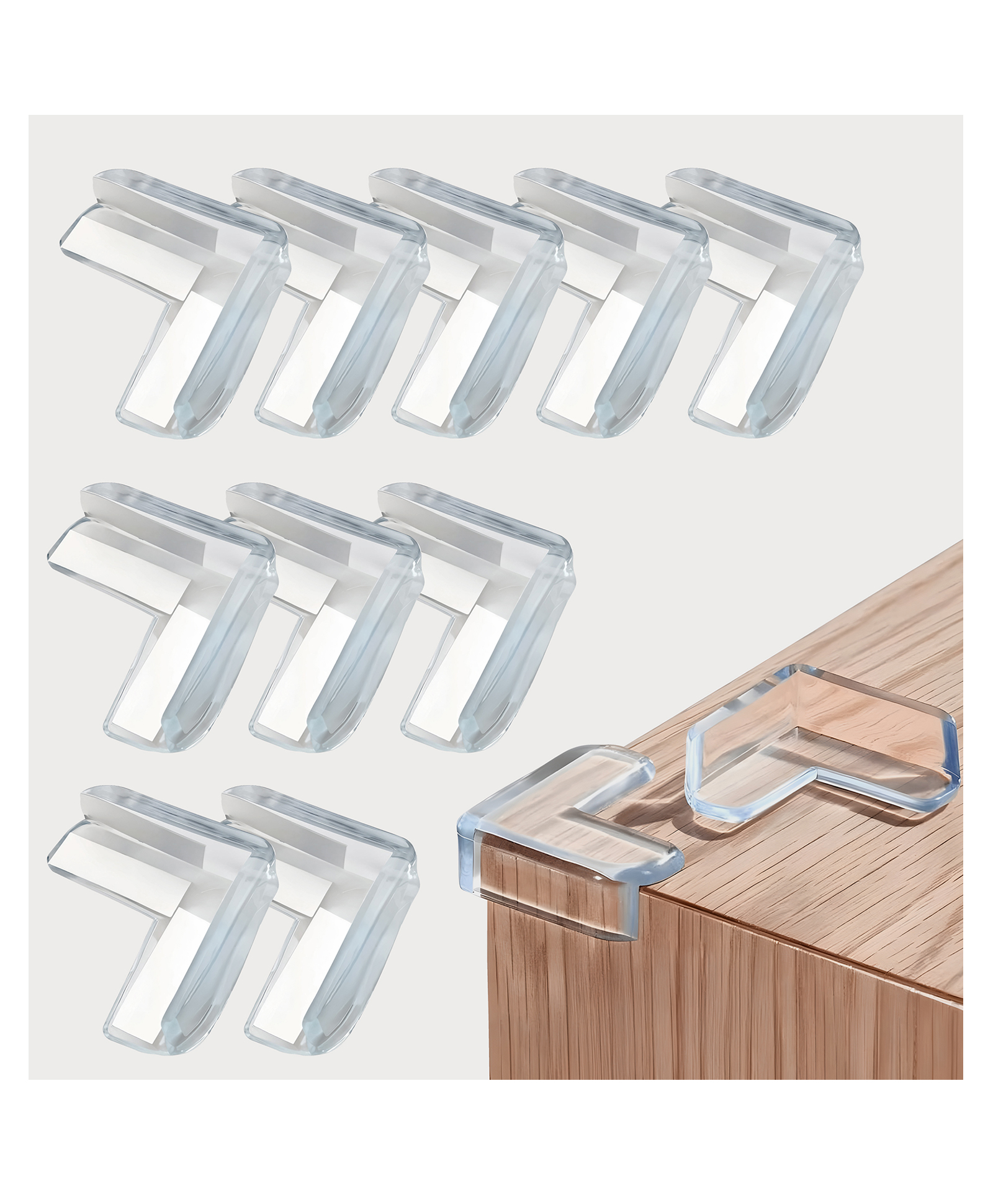 LuvLap Baby Proofing Corner Guards, 10 Pcs, Pre-Taped, Transparent, Thick Edge Cushions, Non-Toxic & BPA-Free for Safety, transperant-picture-11