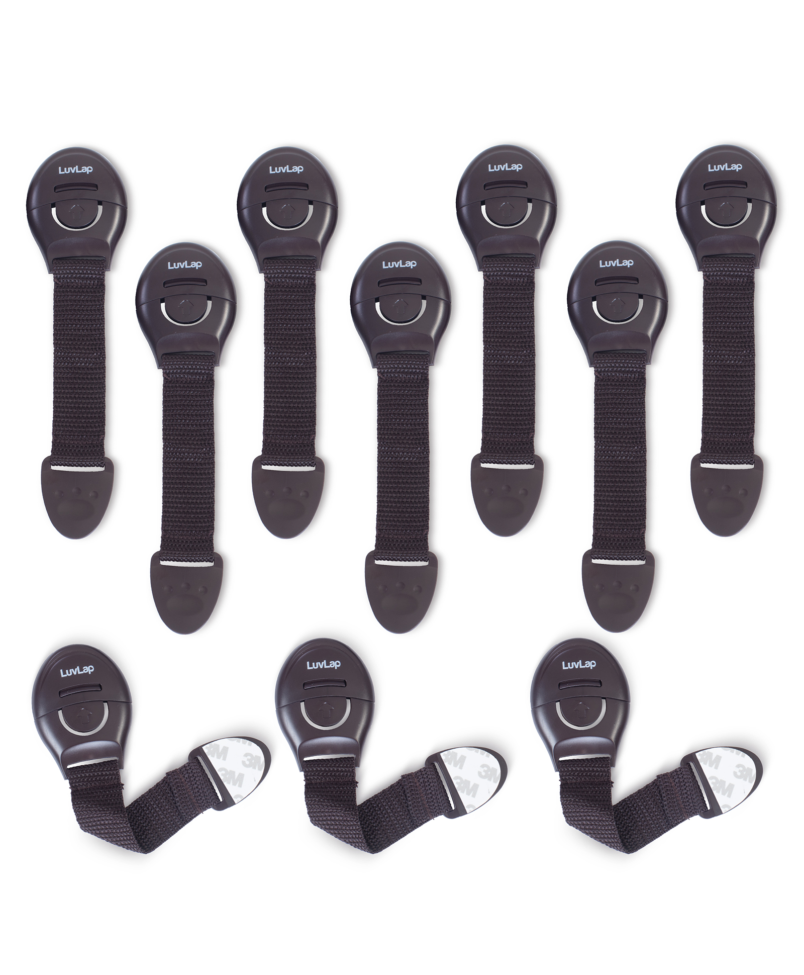 LuvLap Baby Safety Furniture Locks, Pack of 10, Adjustable & Flexible with Strong 3M Adhesive, Brown-picture-15