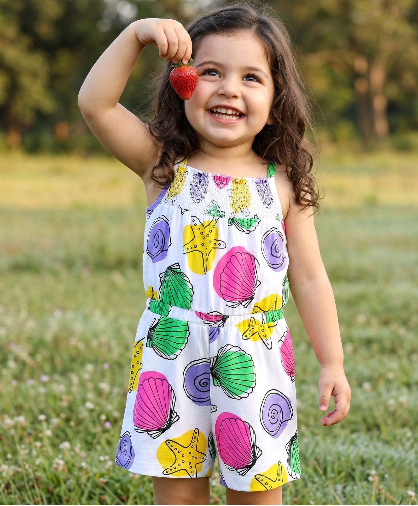 Babyhug Cotton Knit Singlet Sleeves Jumpsuit with Sea Life Theme Print - Multicolor-picture-12