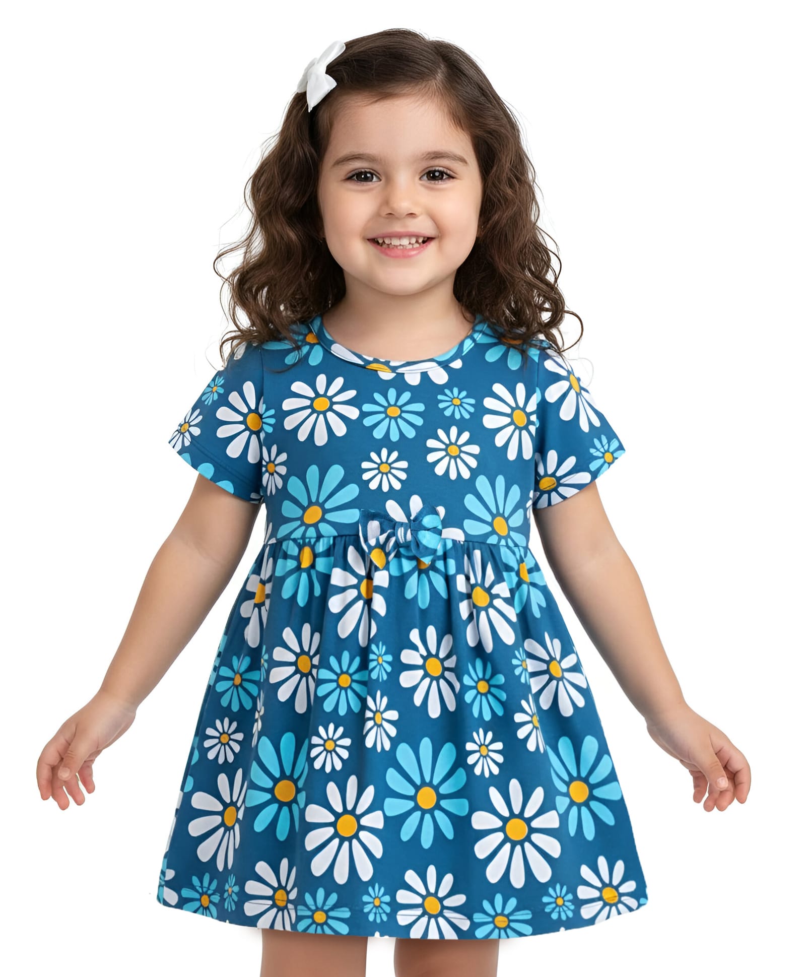 Doodle Poodle Cotton Single Jersey Knit Floral Printed Frock - Blue-picture-28