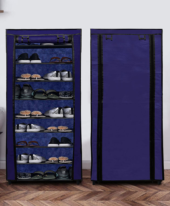 Urban Choice 9-Shelves Modular Metal Shoe Rack With Blue Cover - Perfect for Entryway & Closet Storage-image-44
