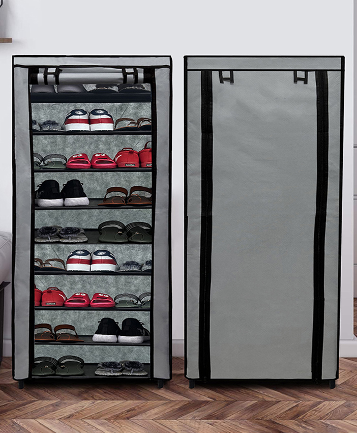 Urban Choice 9-Shelves Modular Metal Shoe Rack With Grey Cover - Perfect for Entryway & Closet Storage-picture-20