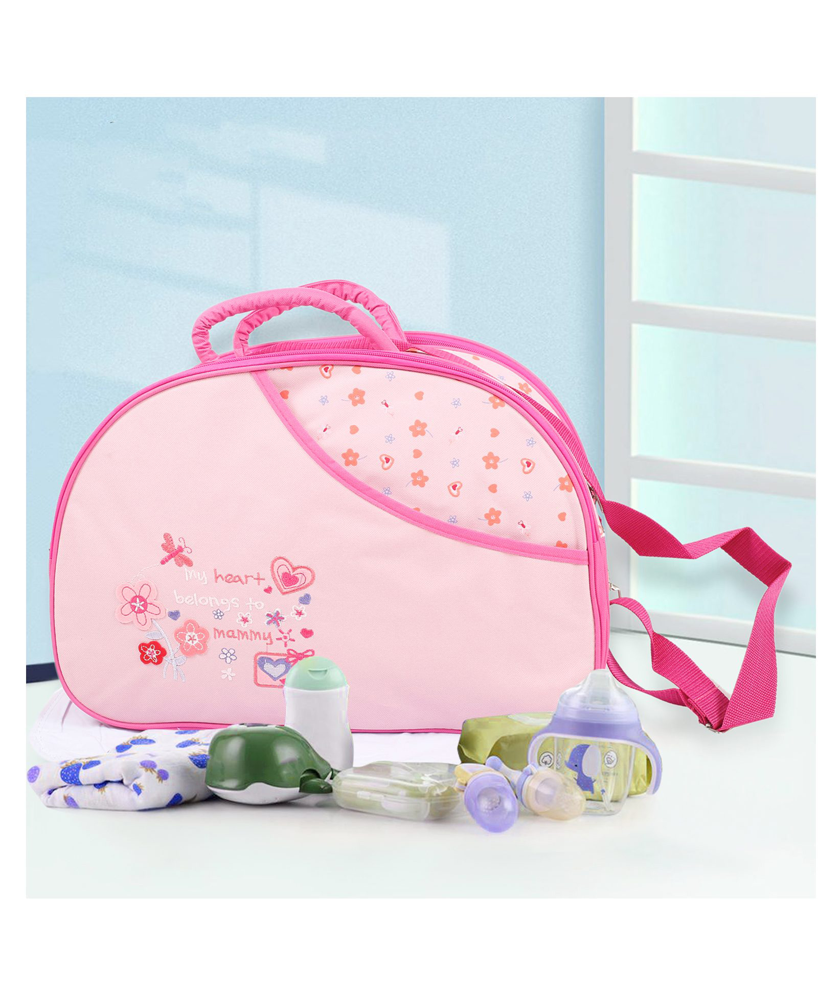 Domenico Diaper Nappy Changing Baby Diaper Bag Baby Bag Mummy Bag Handbag Mama's Bag Diaper Bag One Size - Pink-picture-38