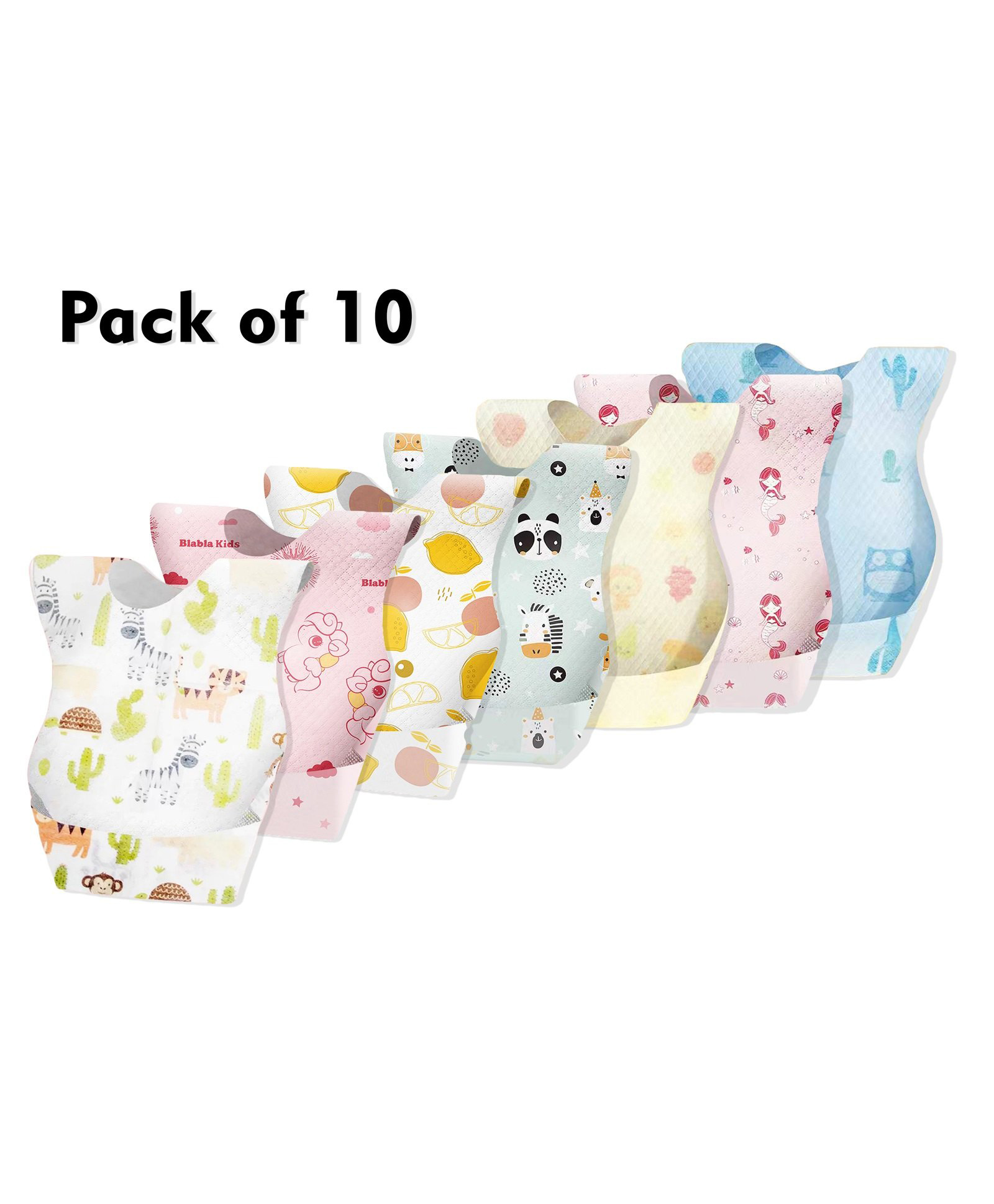 Domenico Disposable Baby Bibs, Soft Travel Bibs, Absorbent & Waterproof, Multicolour pack Of 10-picture-20