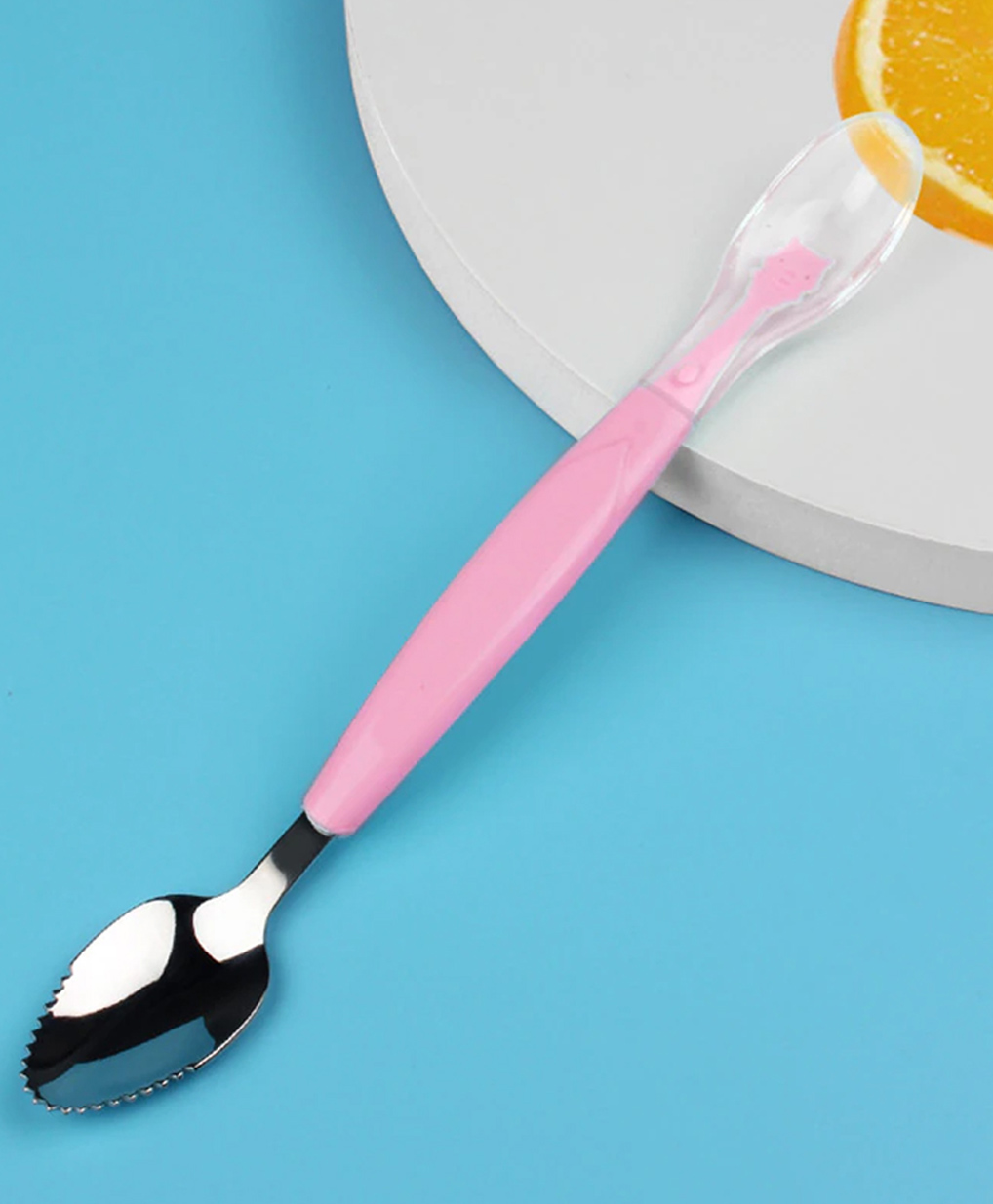 Domenico Baby Fruit Scraping Mud Spoon Feeding Spoon Soft Silicone Spoon Baby Easy To Eat Fruit Spoon Mother And Baby Supplies - Pink-image-6