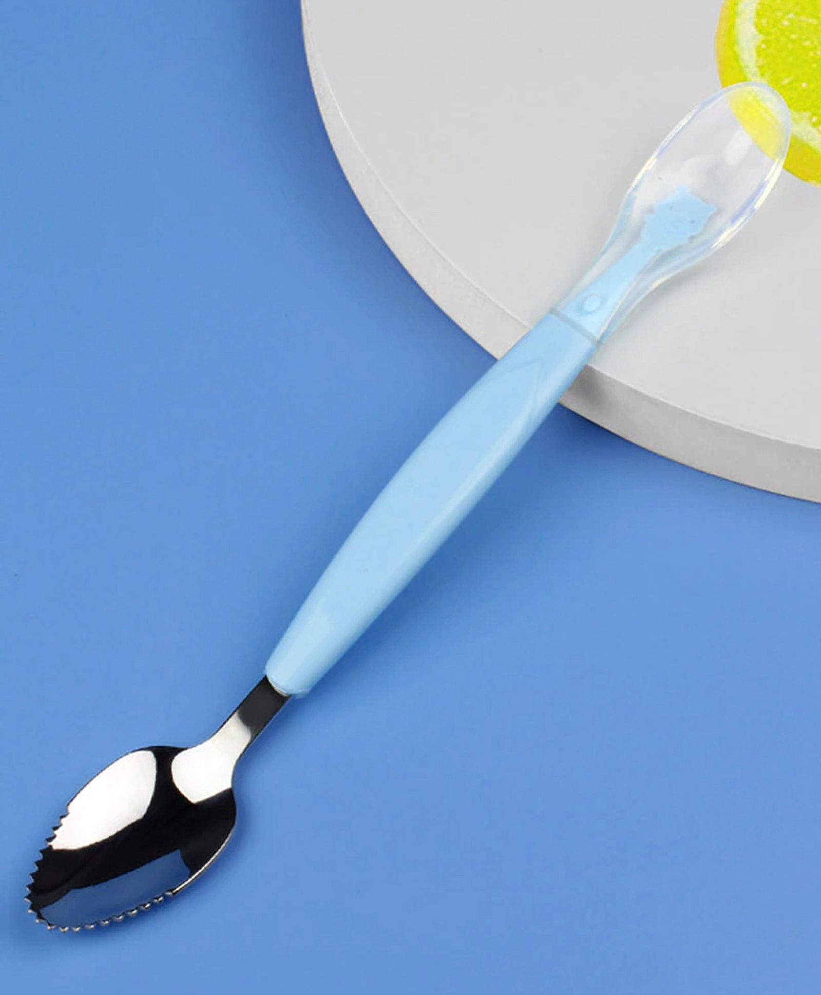 Domenico Baby Fruit Scraping Mud Spoon Feeding Spoon Soft Silicone Spoon Baby Easy To Eat Fruit Spoon Mother And Baby Supplies - Blue-image-48