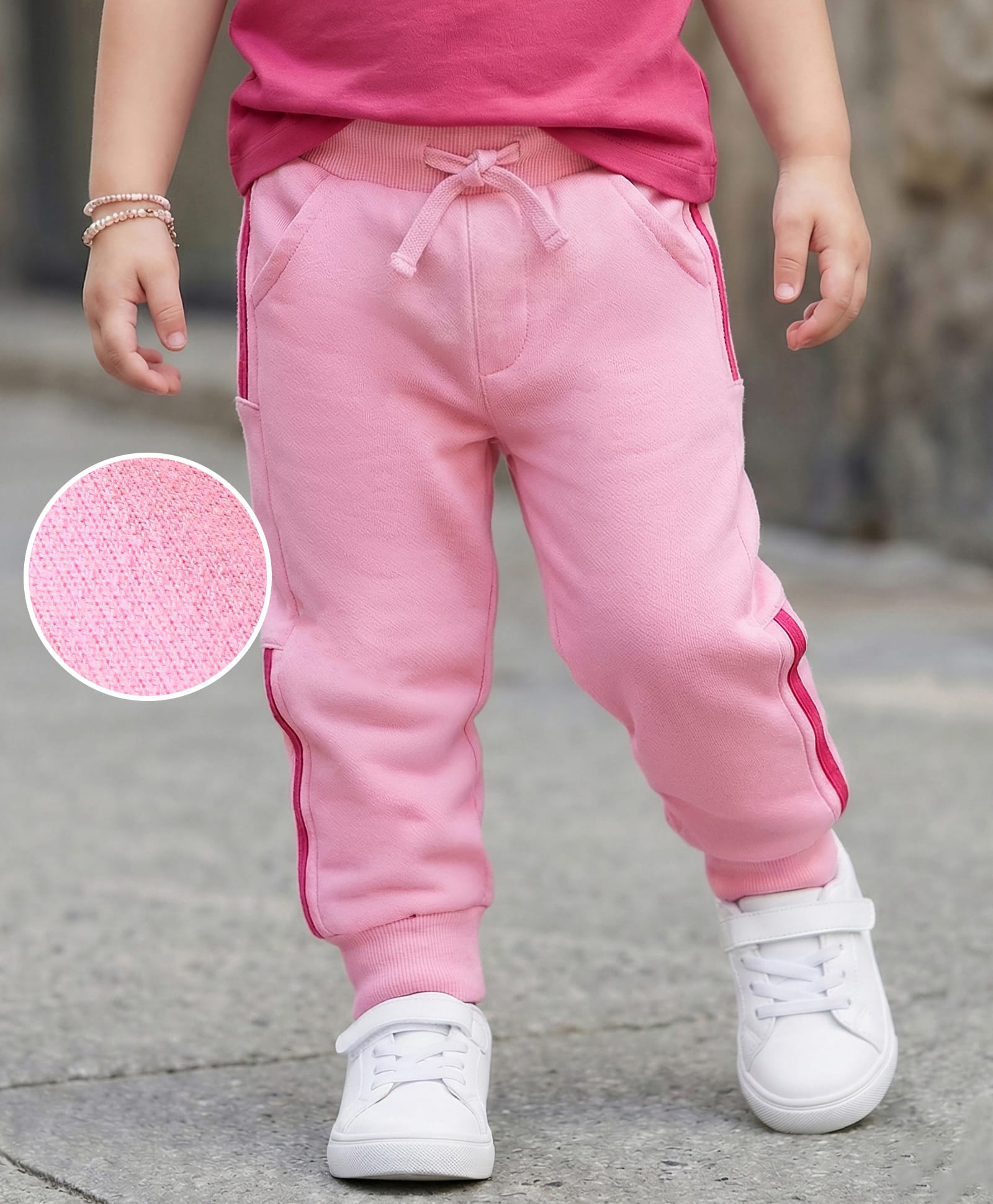 Mark & Mia Full Length Cut & Sew Fleece Lounge Pant with Tape Detailing - Pink-picture-10