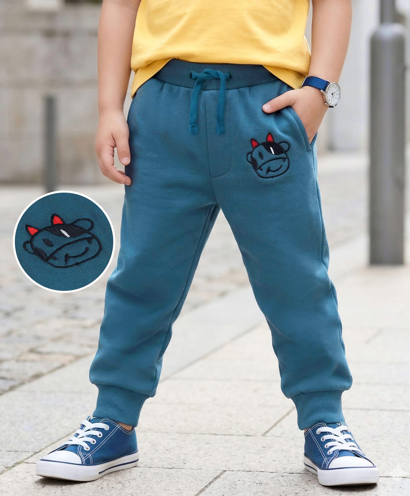 Mark & Mia Full Length Fleece Lounge Pant with Embroidery - Navy Blue-picture-26