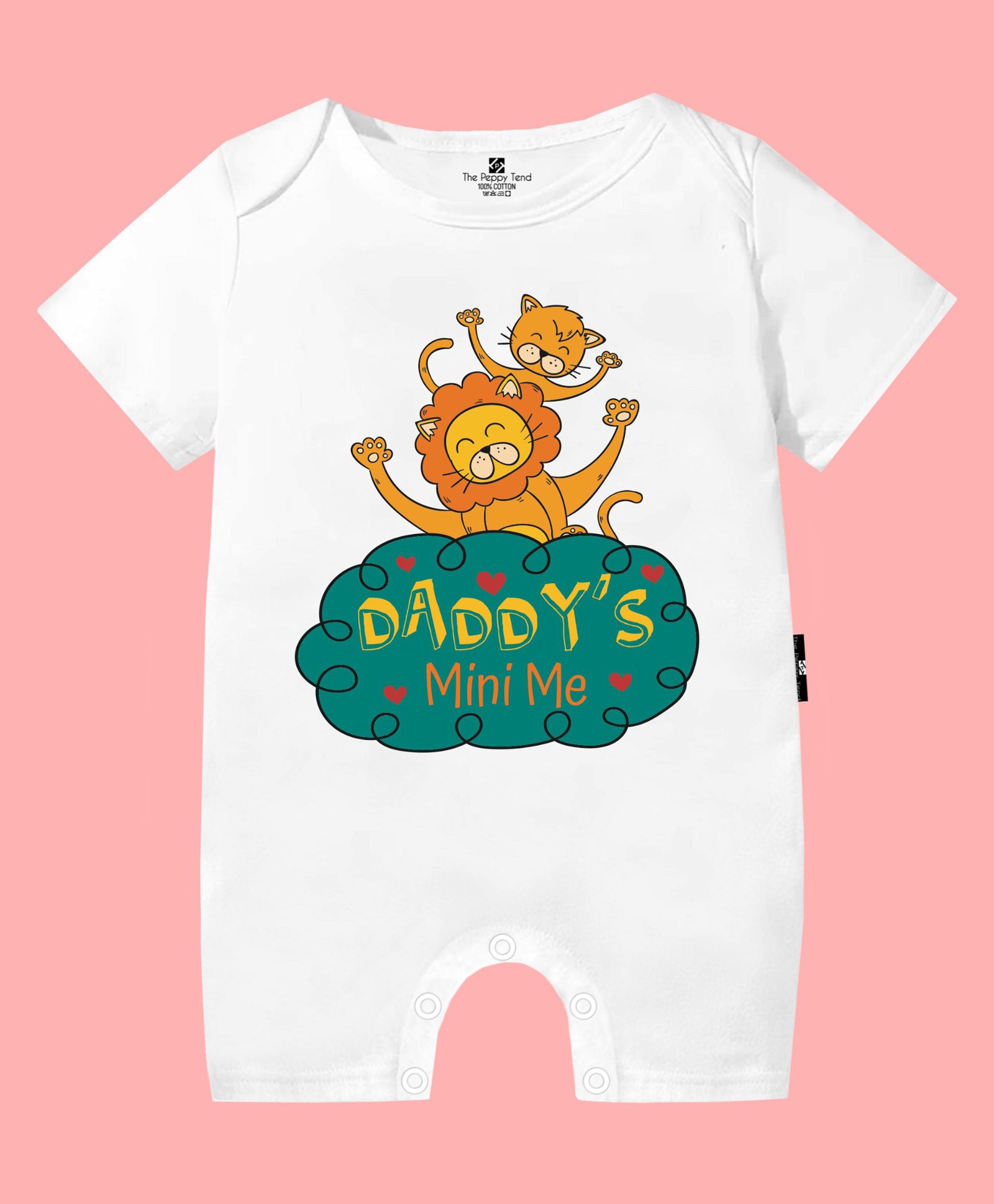 The Peppy Tend 100% Cotton Fathers Day Theme Half Sleeves Daddys Mini Me Text Printed Romper - White-picture-11