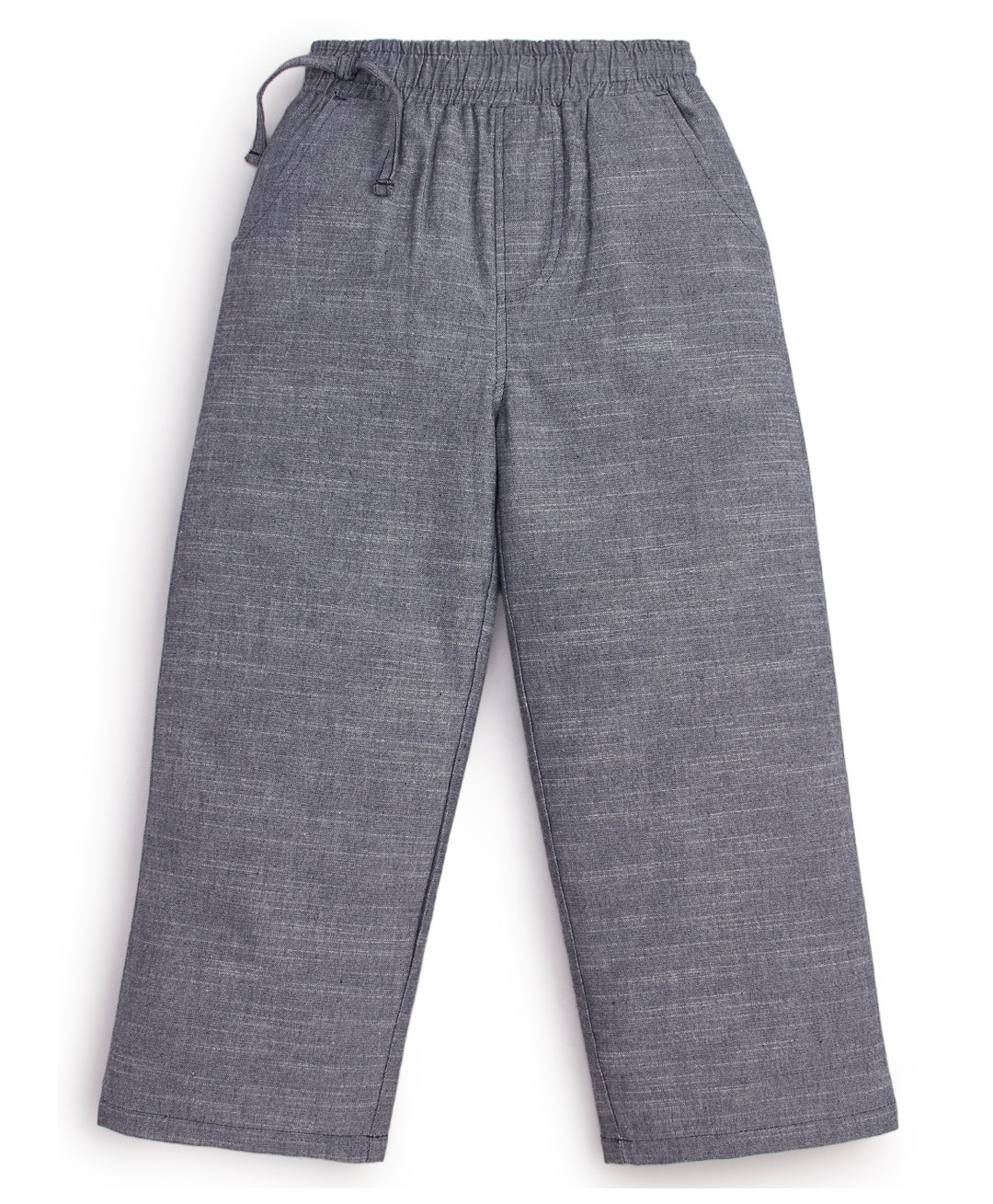 JusCubs Chambray Solid Trousers - Charcoal Grey-image-0