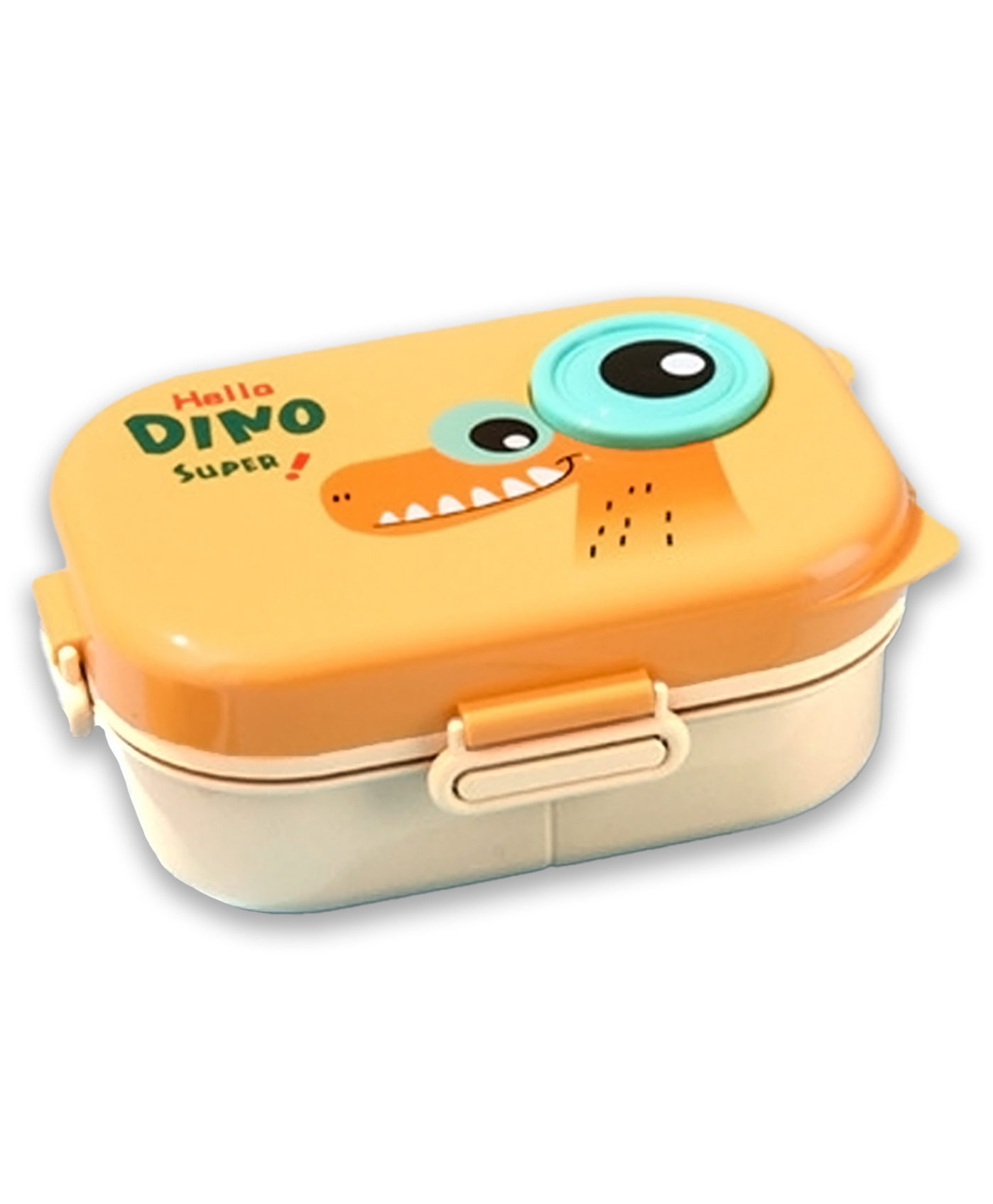 Little Surprise Box Big Eye Dino Theme Double decker Lunch Box for Kids - Orange-image-35