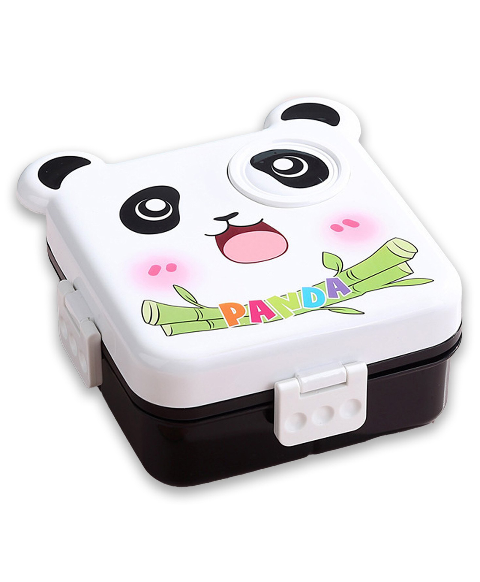 Little Surprise Box Panda Print Double decker Lunch Box for Kids - Black-image-17