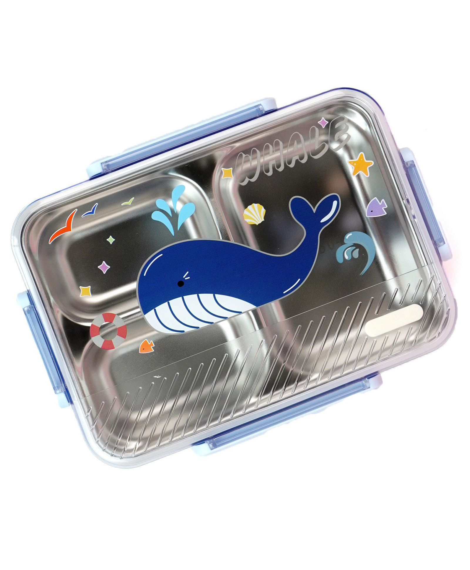 Little Surprise Box Whale Print Big Size Stainless Steel Kids Lunch Box - Blue-image-44